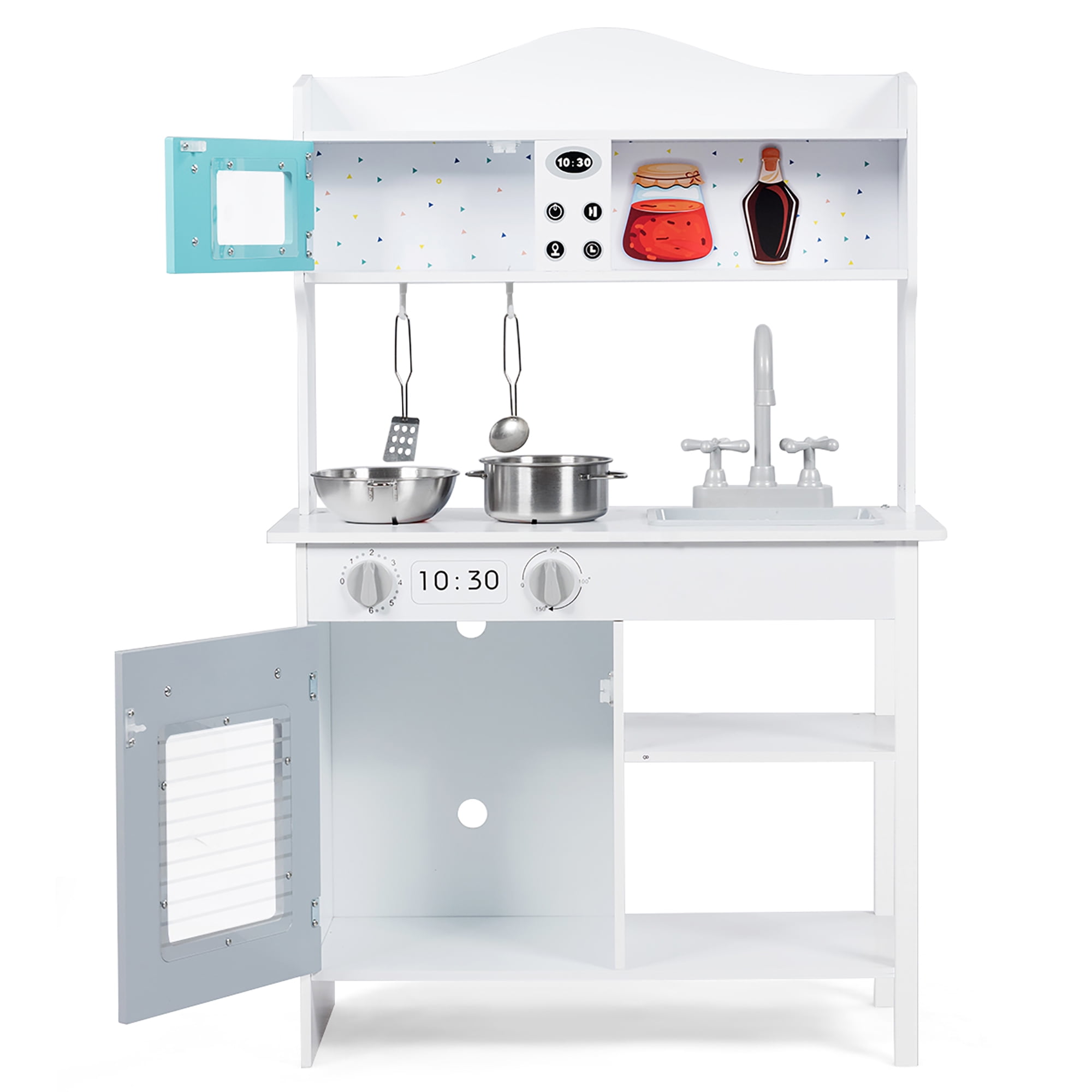 Costway Kids Kitchen Playset Cookware Cooking Set with Pots & Pans - Image 12