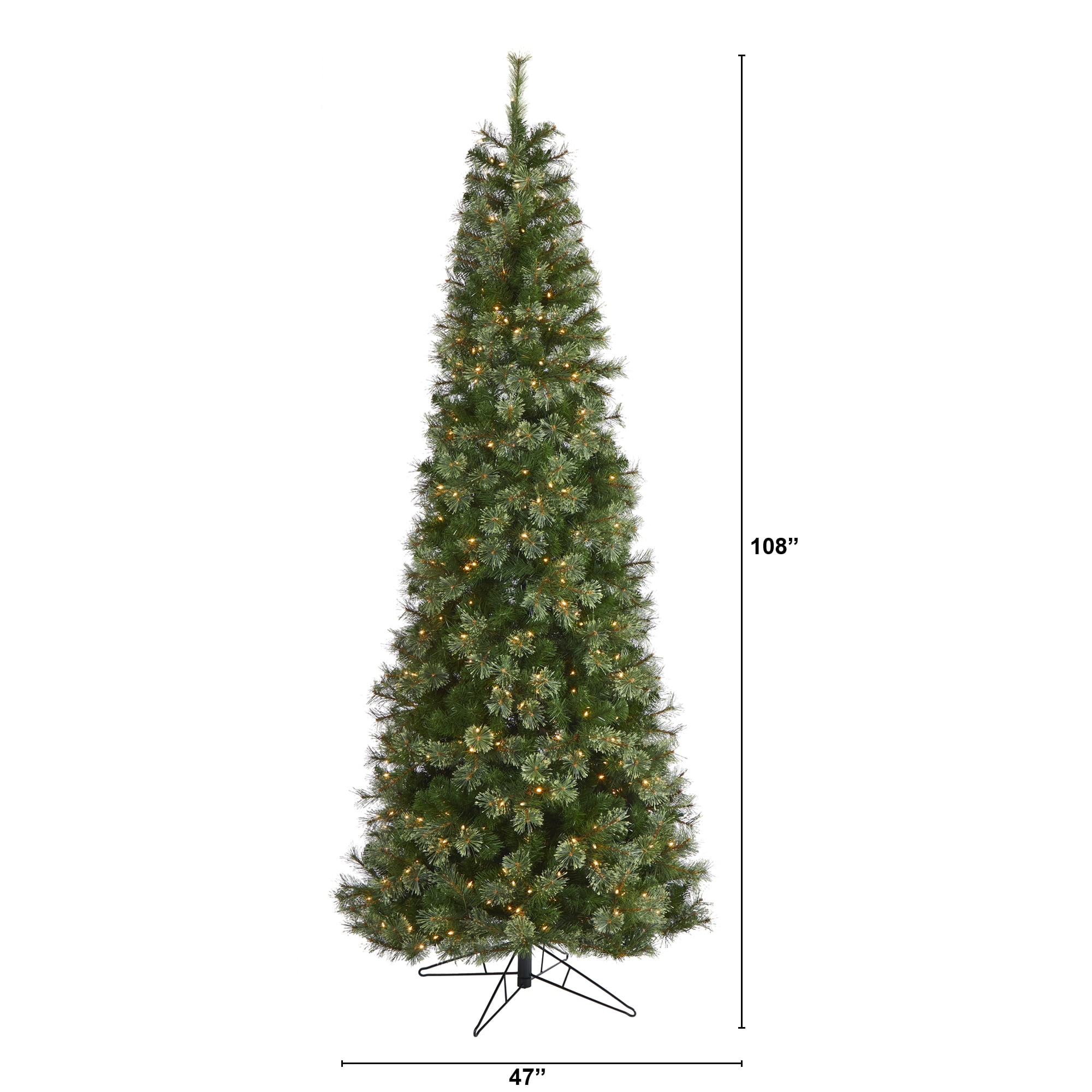 Nearly Natural Green 9' Cashmere Slim Artificial Christmas Tree with 550 Clear Prelit Incandescent Lights - Image 8