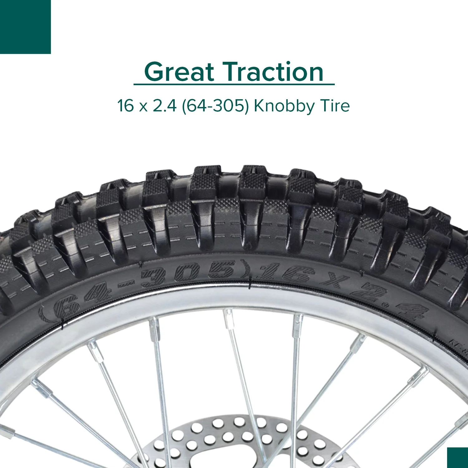 AlveyTech Front Wheel Assembly with Tire/Tube, Rotor, Bearing, Part for Razor MX500/MX650 Dirt Bikes - Image 3