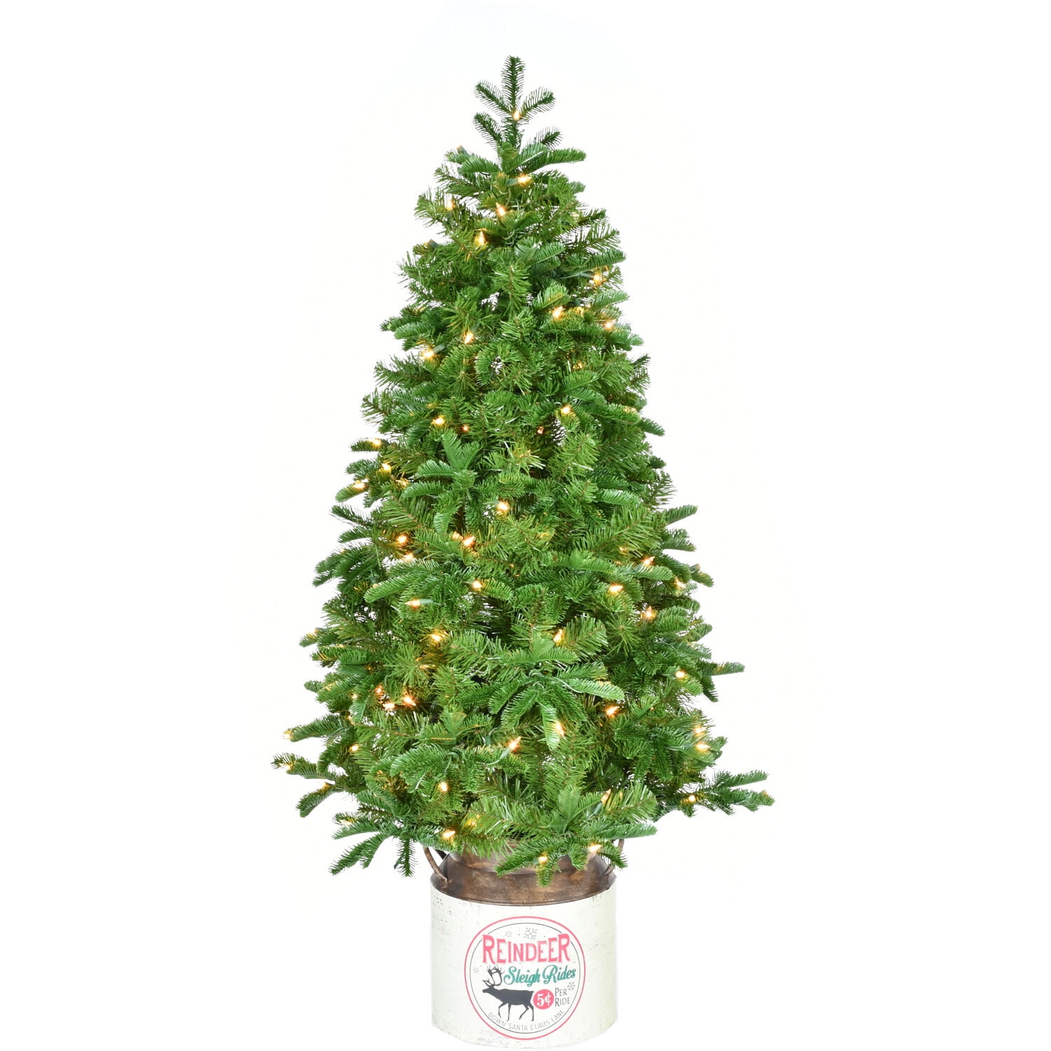 Fraser Hill Farm Porch Tree in Reindeer Pot with 150 Warm White LED Lights, 4.5' - Image 6
