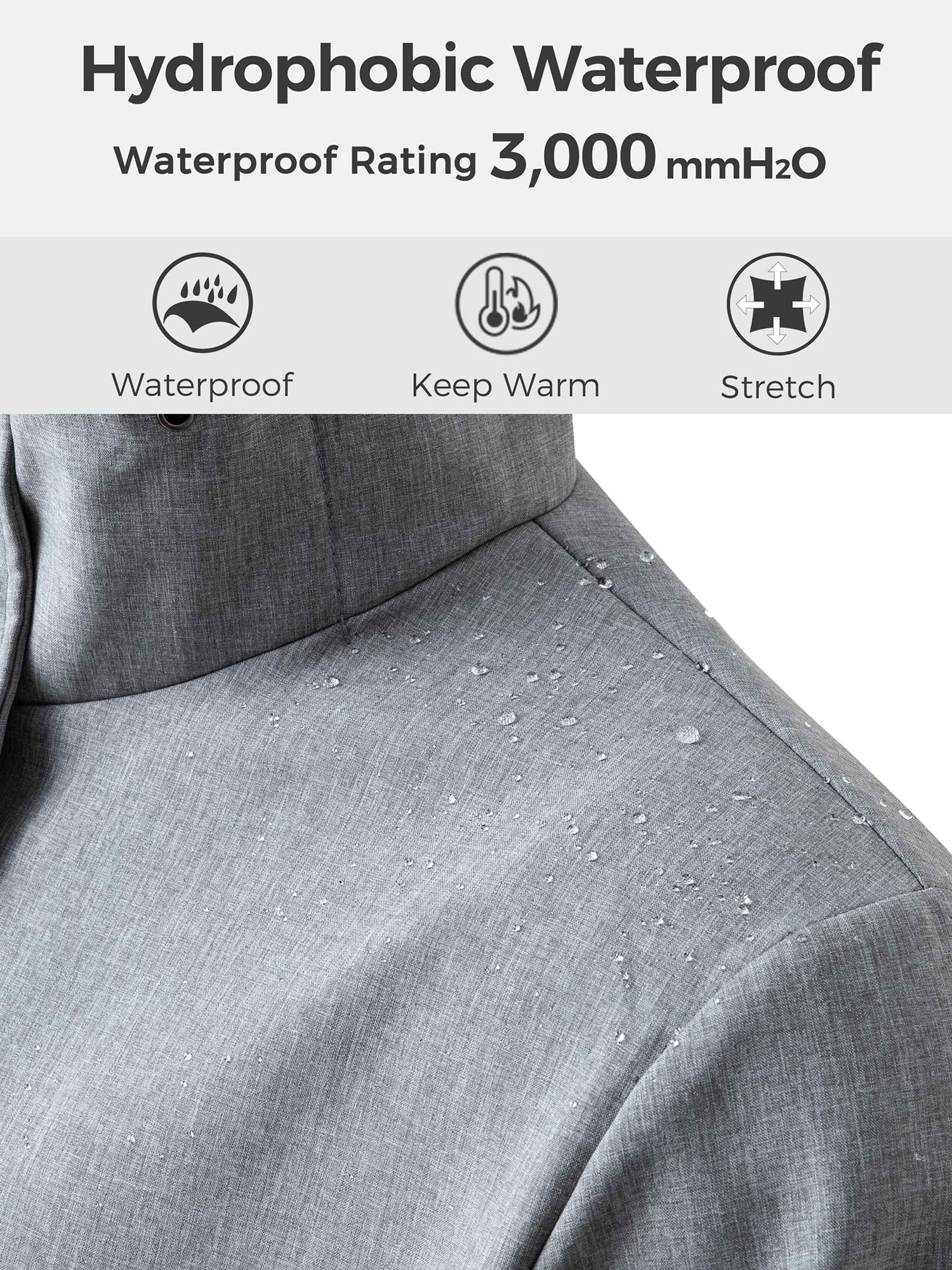 Wantdo Women's Plus Size Softshell Jacket Fleece Lined Jacket Waterproof Soft Shell Jacket Windbreaker Jacket Grey 3X - Image 7