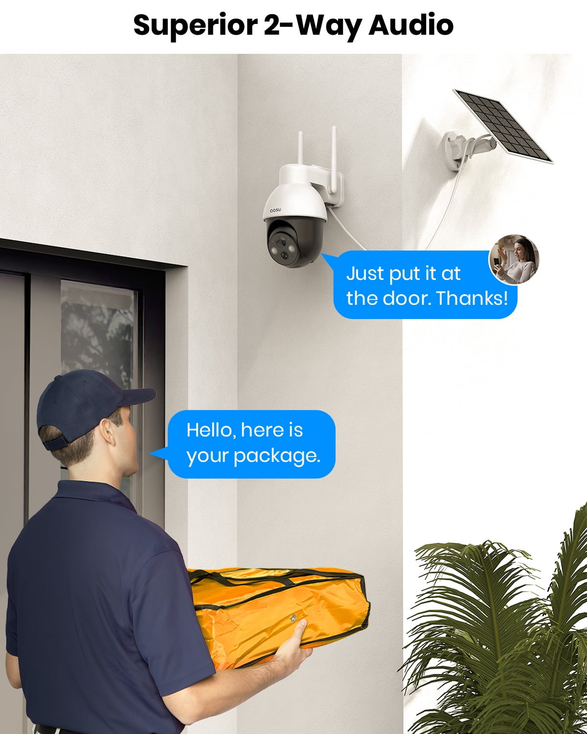 AOSU 2K Solar Security Camera Wireless WiFi, Outdoor Camera for home security,Auto Tracking ,Smart Siren Spotlights, works with Alexa/Google Assistant - Image 8