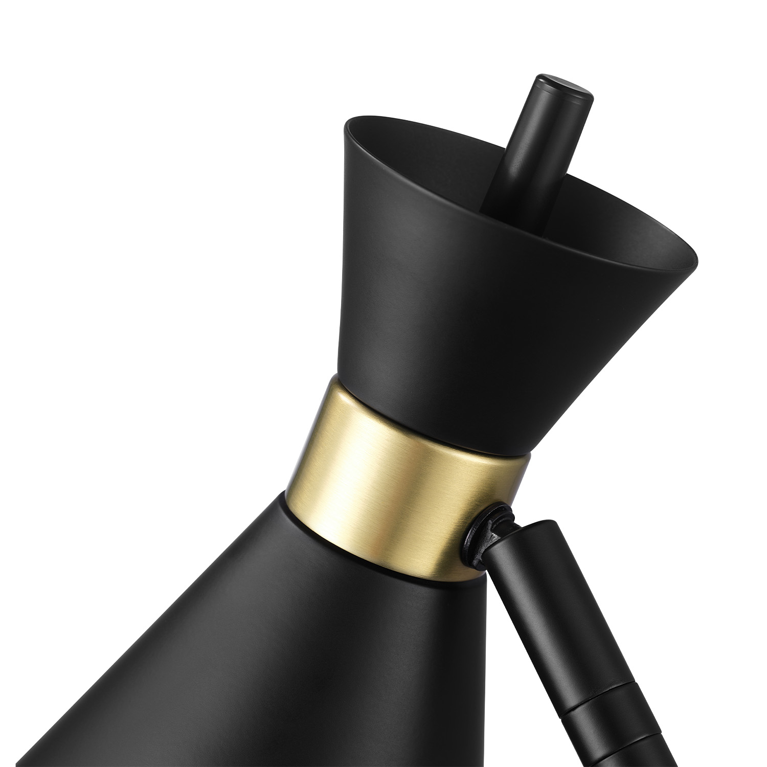16" Matte Black Desk Lamp with Matte Brass Accents and Metal Shade - Image 4
