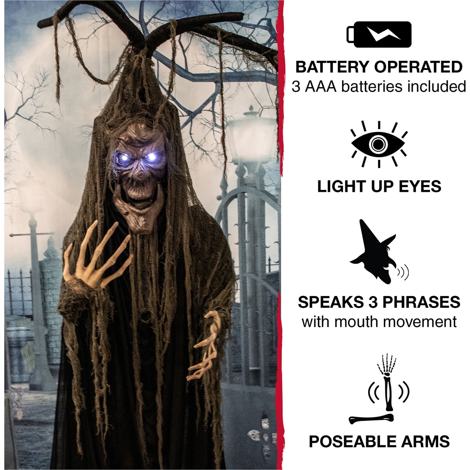 Haunted Hill Farm 6.5 ft Poseable Talking Tree with Moving Mouth, Lights and Sound, Indoor or Covered Outdoor Halloween Decoration, HHTREE-1FLS - Image 12