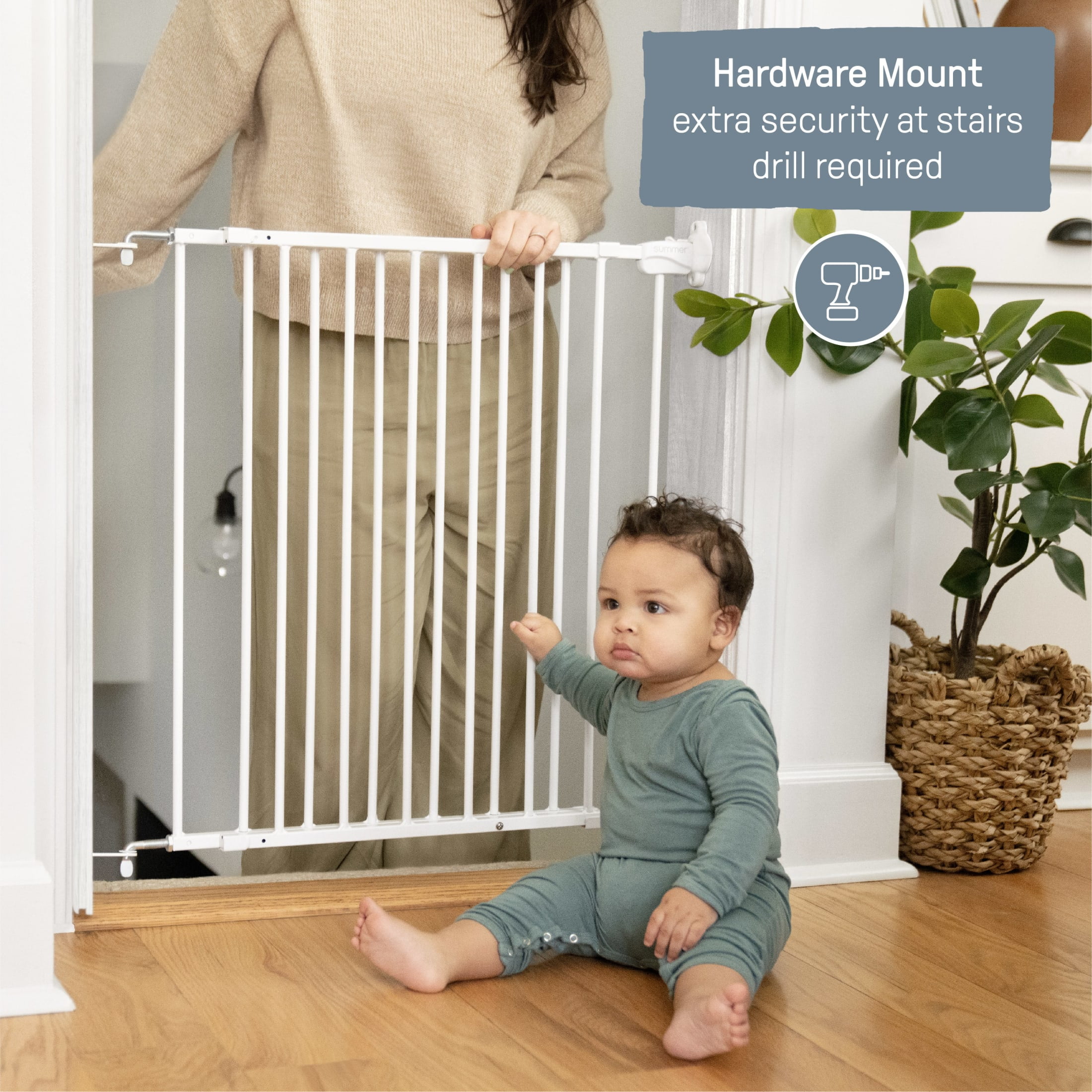 Ingenuity The Stairway 42W Series Safety Pet and Baby Gate, White Metal Finish, Openings from 28"-42" Wide, Ages 6-24 Months - Image 6