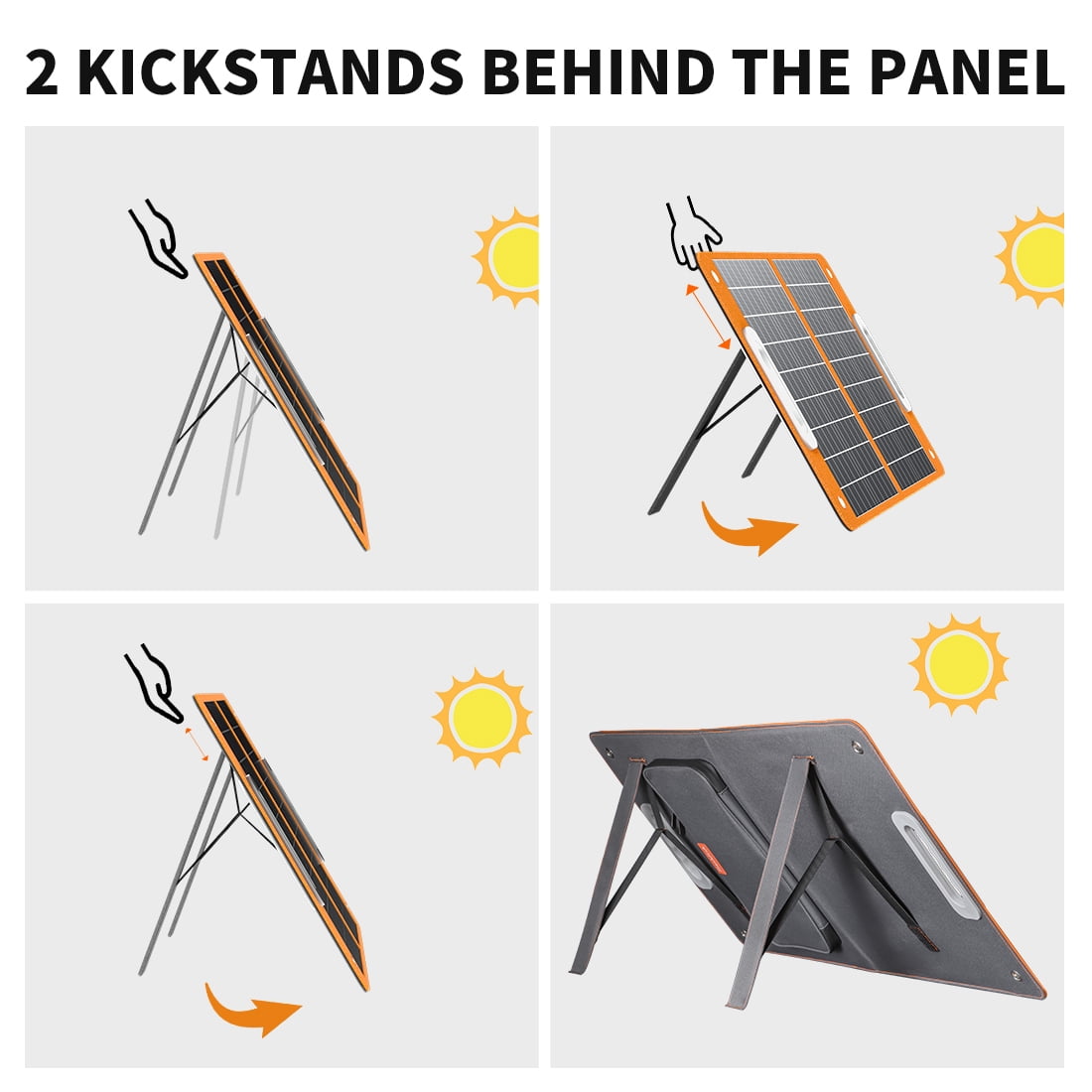 Flashfish 60W Portable Solar Panel for Power Station, 18V Foldable Solar Charger with Adjustable Kickstand & Type-C USB Output for Outdoor Charging Camping - Image 6