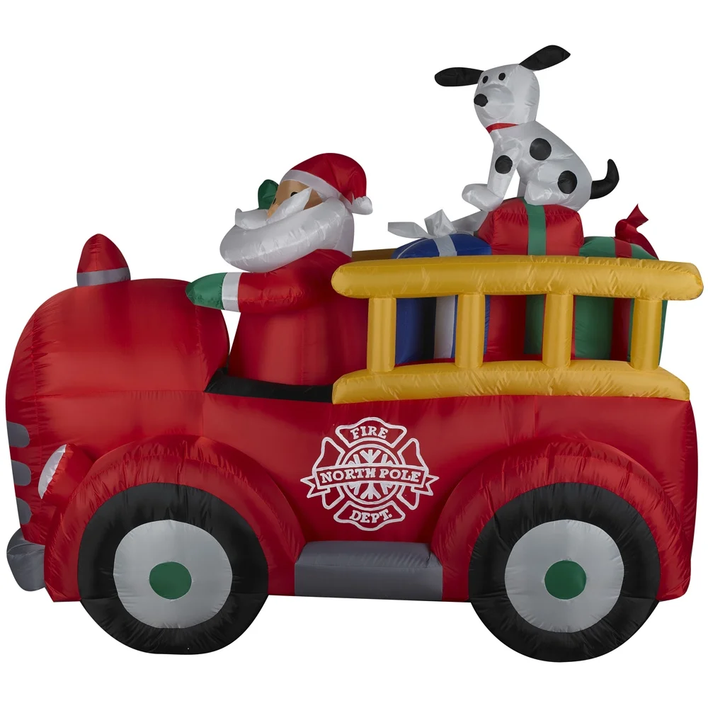 Gemmy Inflatable Santa Driving Fire Truck LED Lighted Yard Decoration - 61 in - Image 4