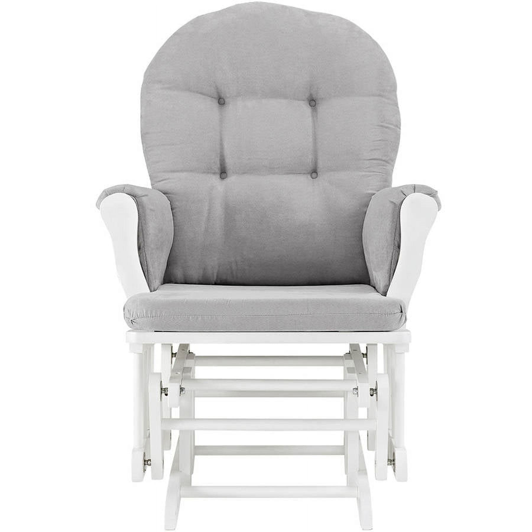 Angel Line Windsor Glider and Ottoman, White Finish with Gray Cushions - Image 4