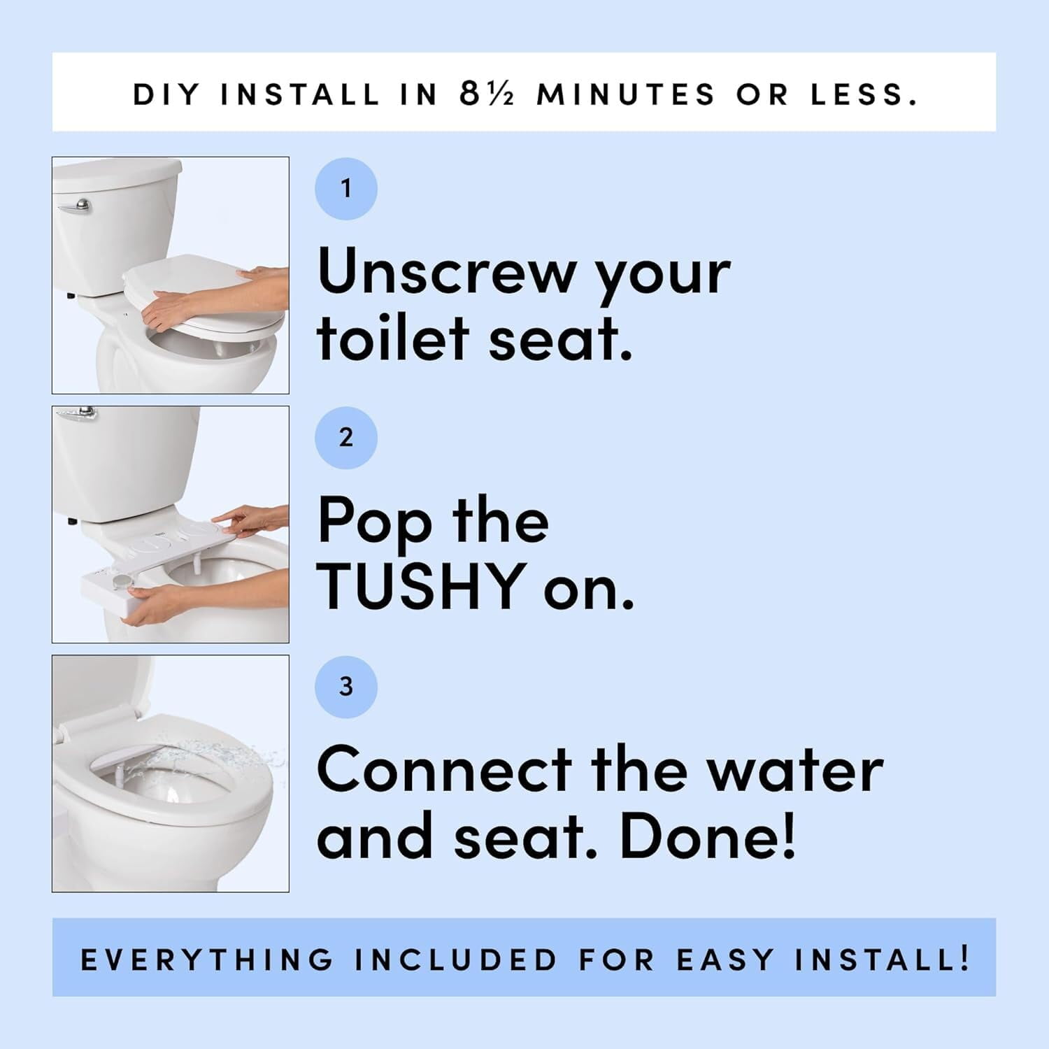TUSHY Fresh Ultra Slim Toilet Seat Bidet Attachment, Self-Cleaning, One Size, Easy Installation, Silver - Image 6