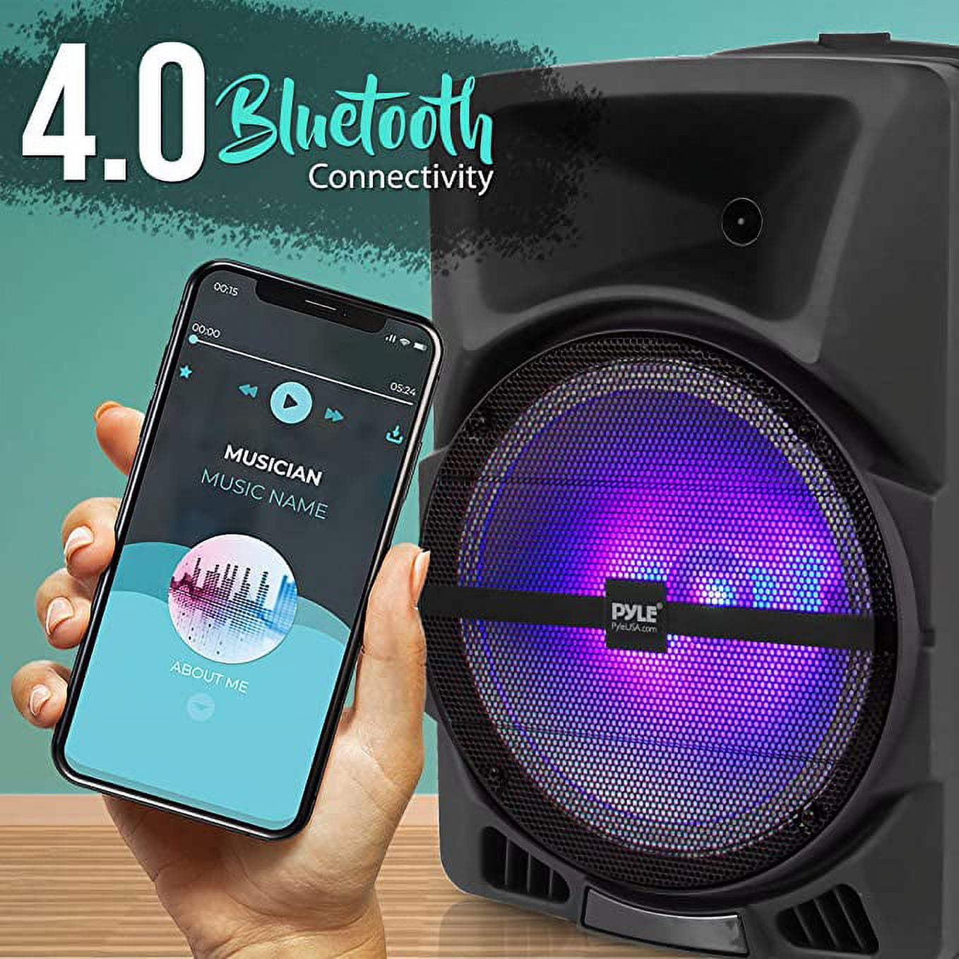 Pyle Wireless Portable PA Speaker System - 800W Powered Bluetooth Indoor & Outdoor DJ Stereo Loudspeaker - Image 6