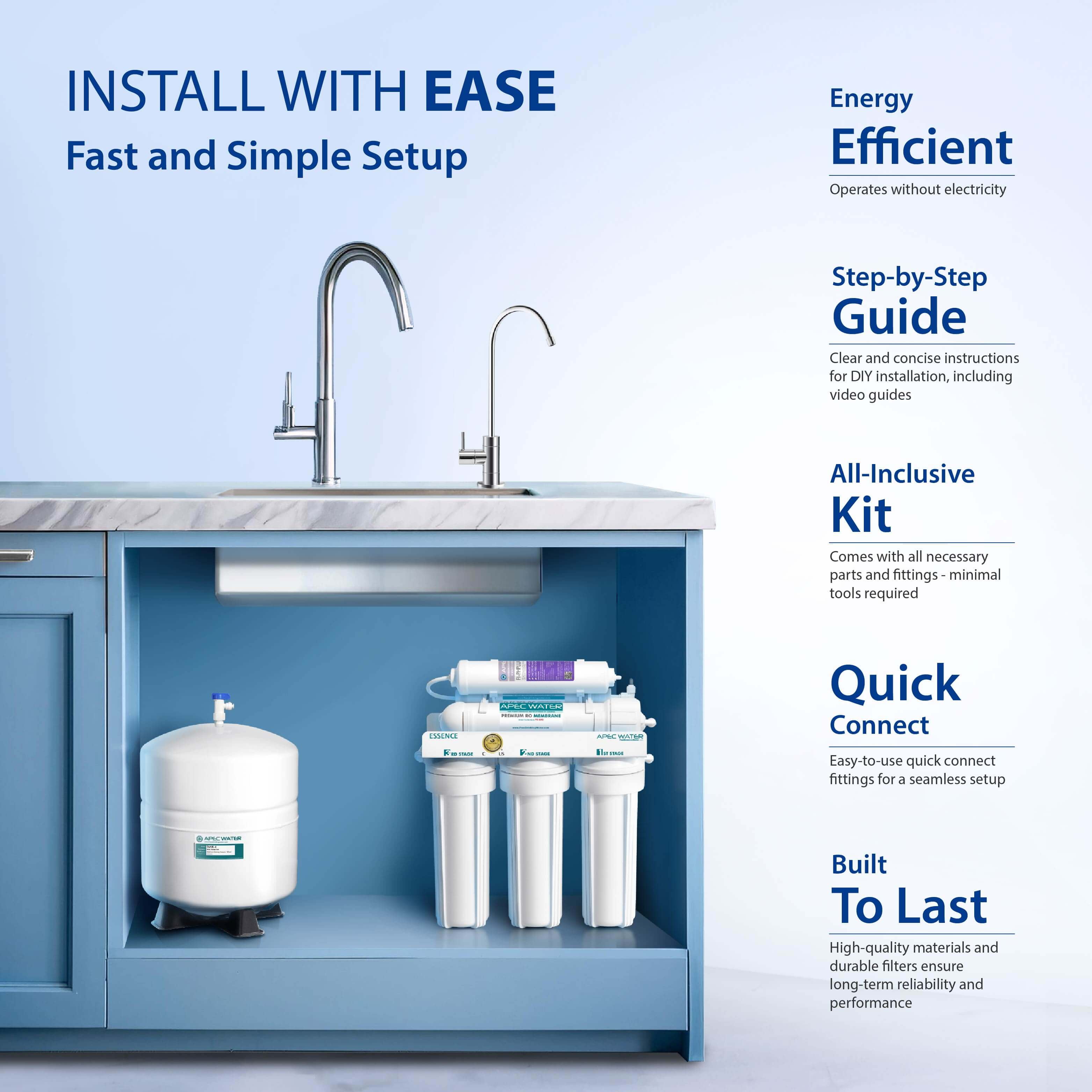 APEC Top Tier Alkaline Mineral Ph+ Ultra Safe Reverse Osmosis Drinking Water Filter System (ESSENCE ROES-PH75) - Image 9