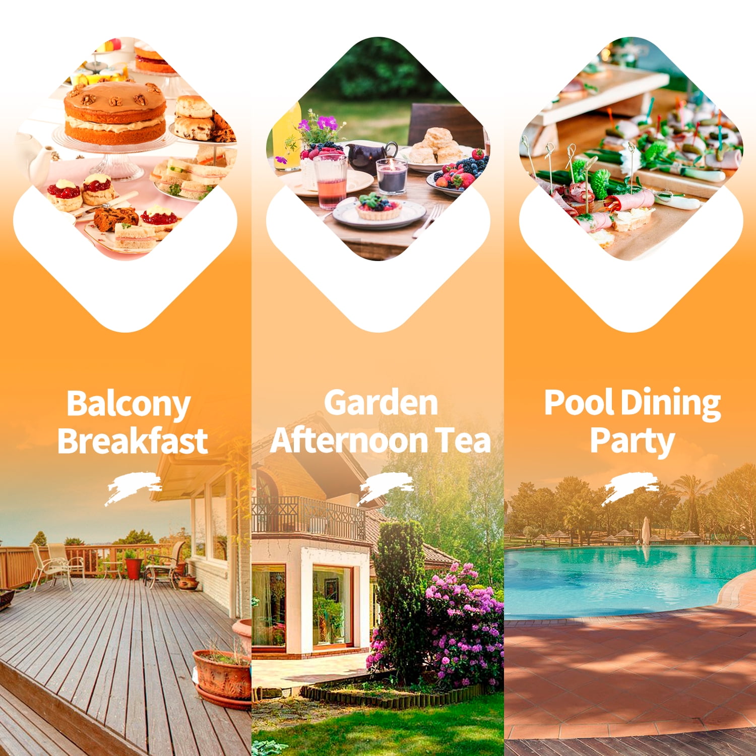 Lacoo 9 Pieces Patio Dining Sets Tempered Glass Table Cushioned Chairs with Ottoman 8 Seating Capacity, Beige - Image 3