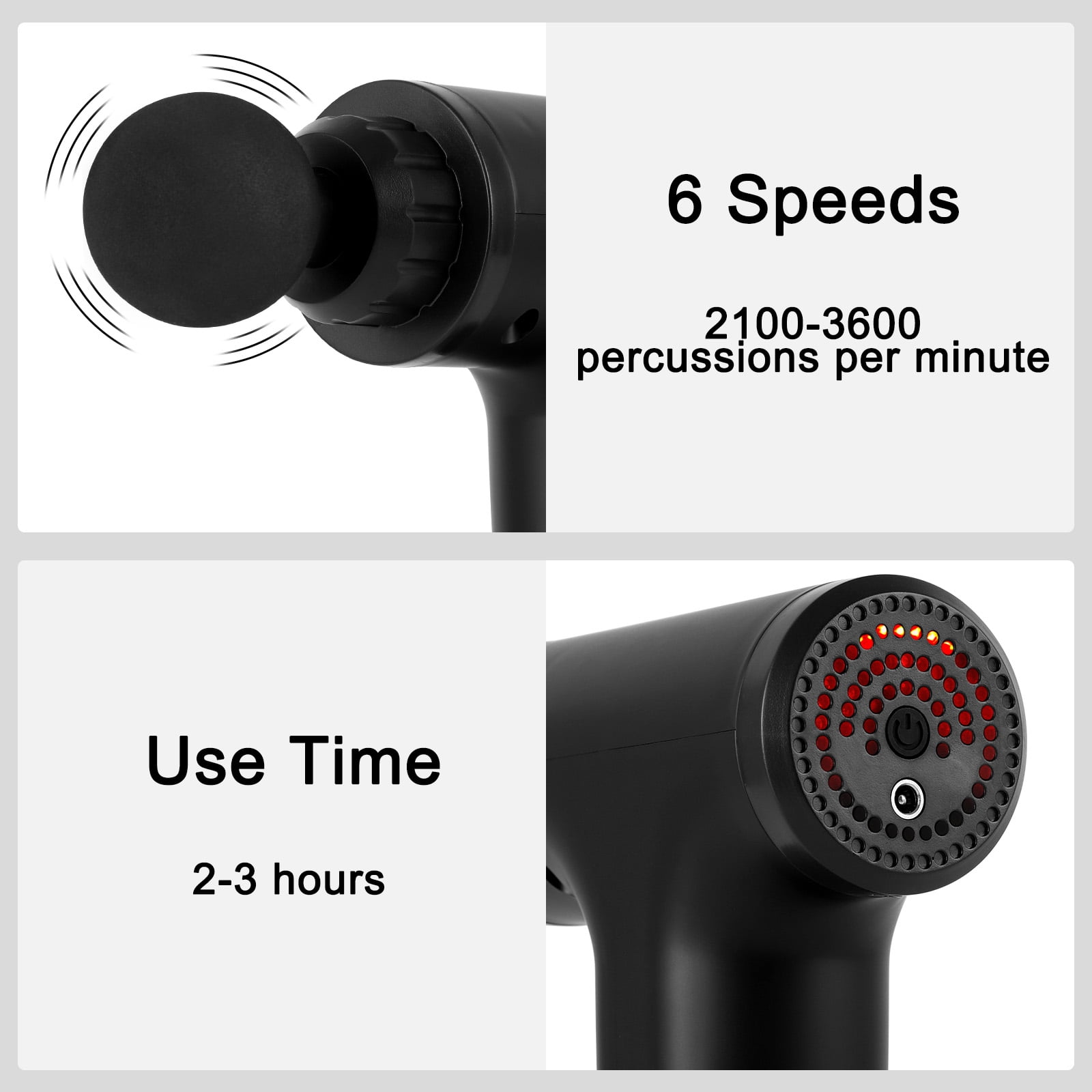 After Gym Ergonomic Percussion Massage Gun for Muscle Relief, 6 Speed, Black & 4 Massage Heads - Image 4