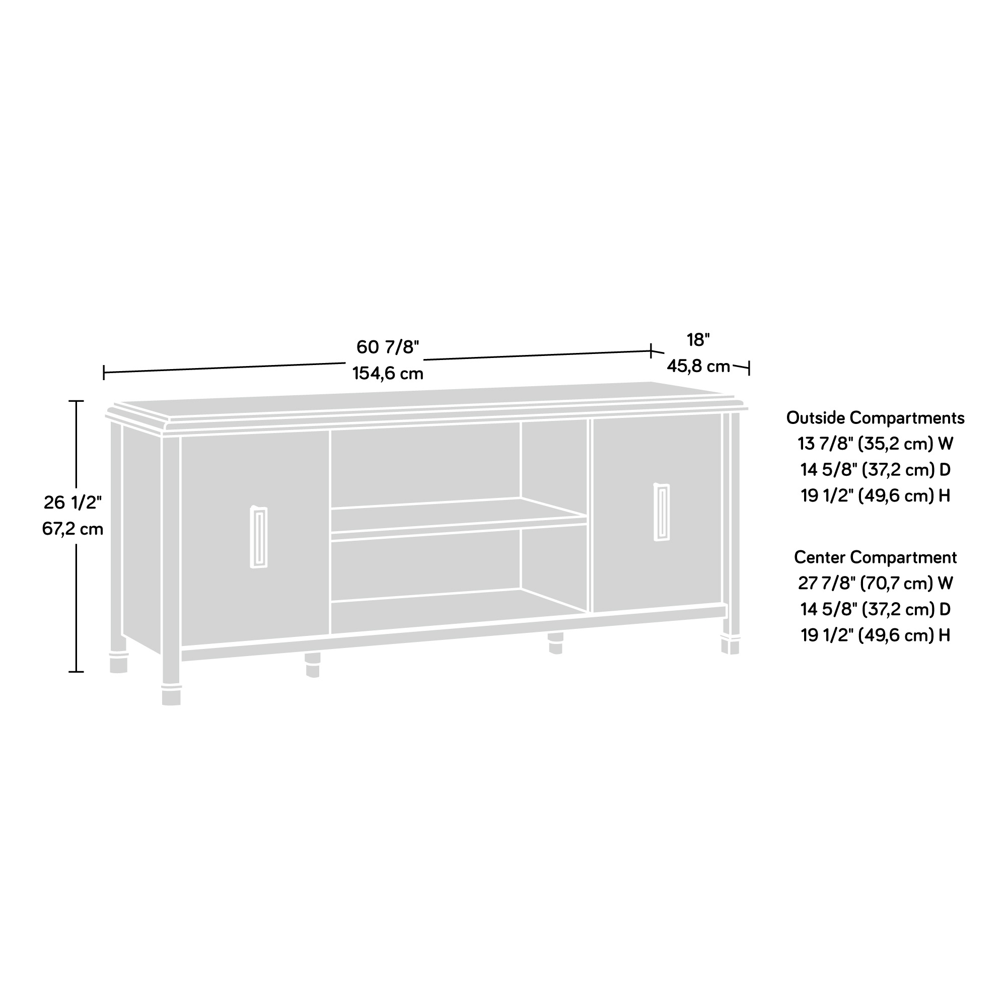 1934 Collection, by Sauder TV Stand for TV's up to 65", Deco Cherry Finish - Image 9