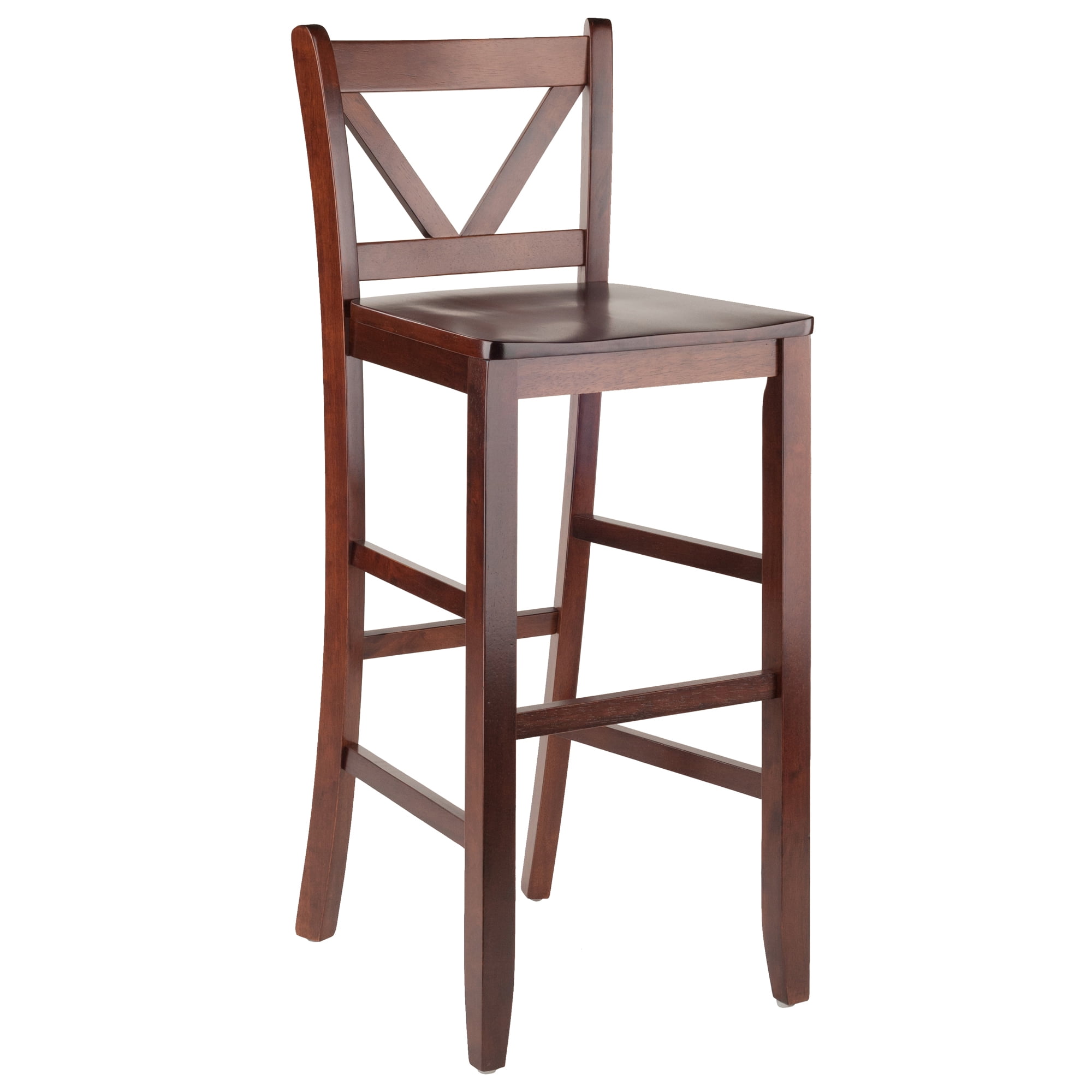 Winsome Wood Victor 30" V-Back Bar Stool, Set of 2, Walnut Finish - Image 7