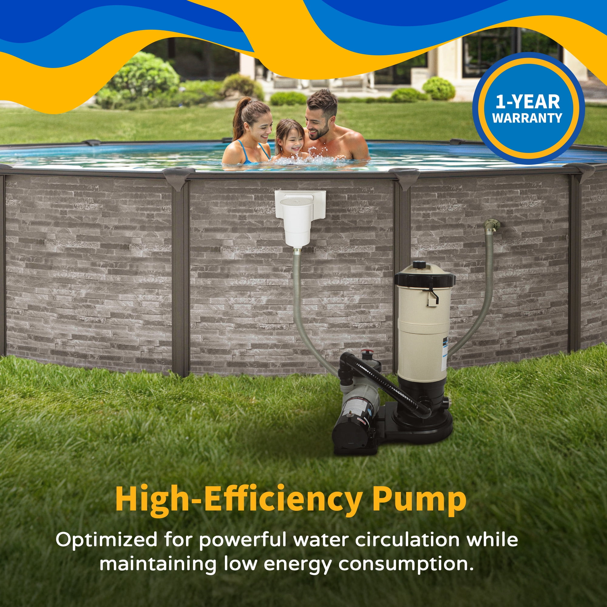 Blue Wave Hydromatic 90 SF Above Ground Pool Cartridge Filter System with 1 HP Pump - 1-HP - Image 4