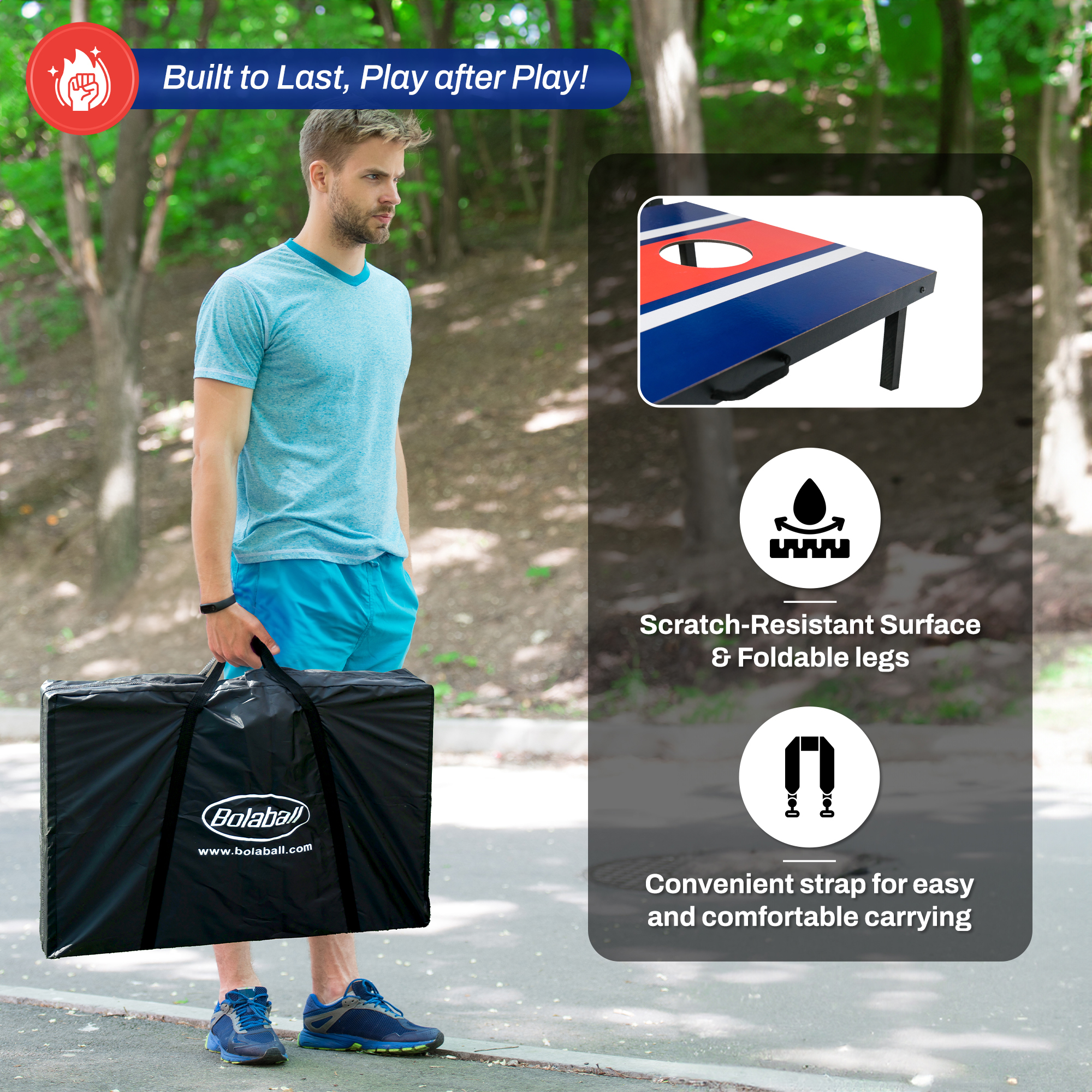 Ergode Bolaball MDF Board Bean Bag Toss Cornhole Game Set 317549 - Image 10