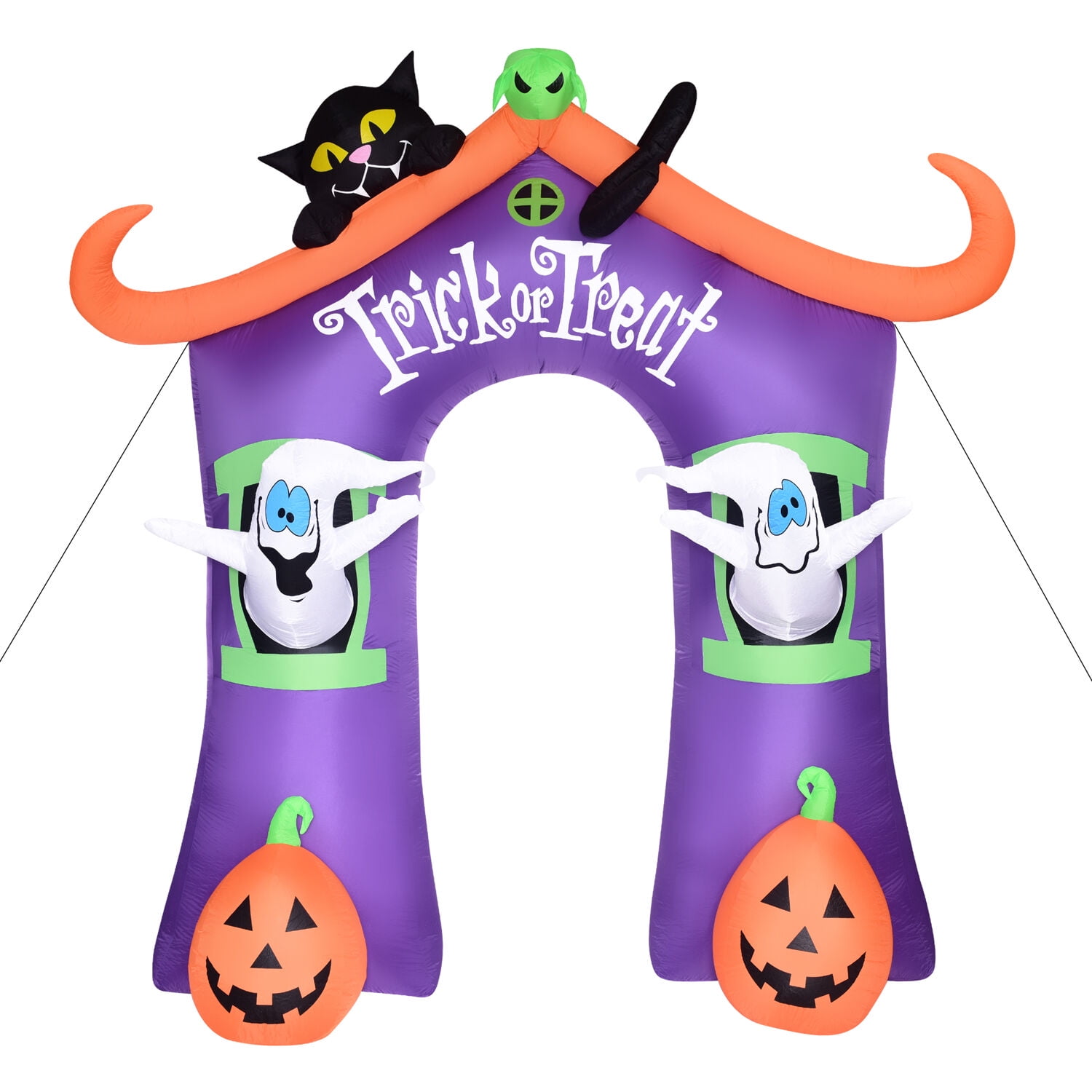 Haunted Hill Farm 9 ft Inflatable Pre-Lit Trick or Treat Walkway Arch with Black Cat, Jack-O-Lantern and Ghost, HITOTARCH091-L - Image 12