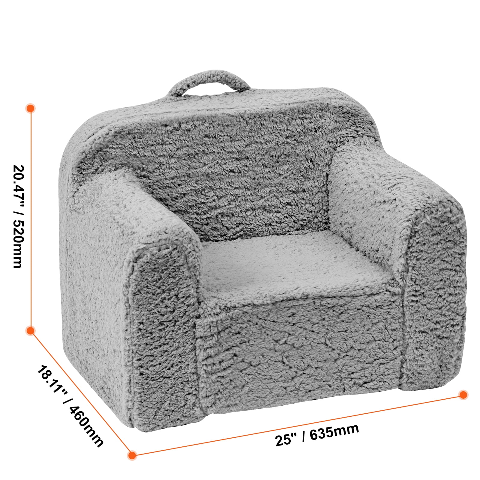 BENTISM Kids Armchair Kids Sofa Baby Sofa Chair with High-density 25D Toddler Chair Sherpa Fabric Grey - Image 6