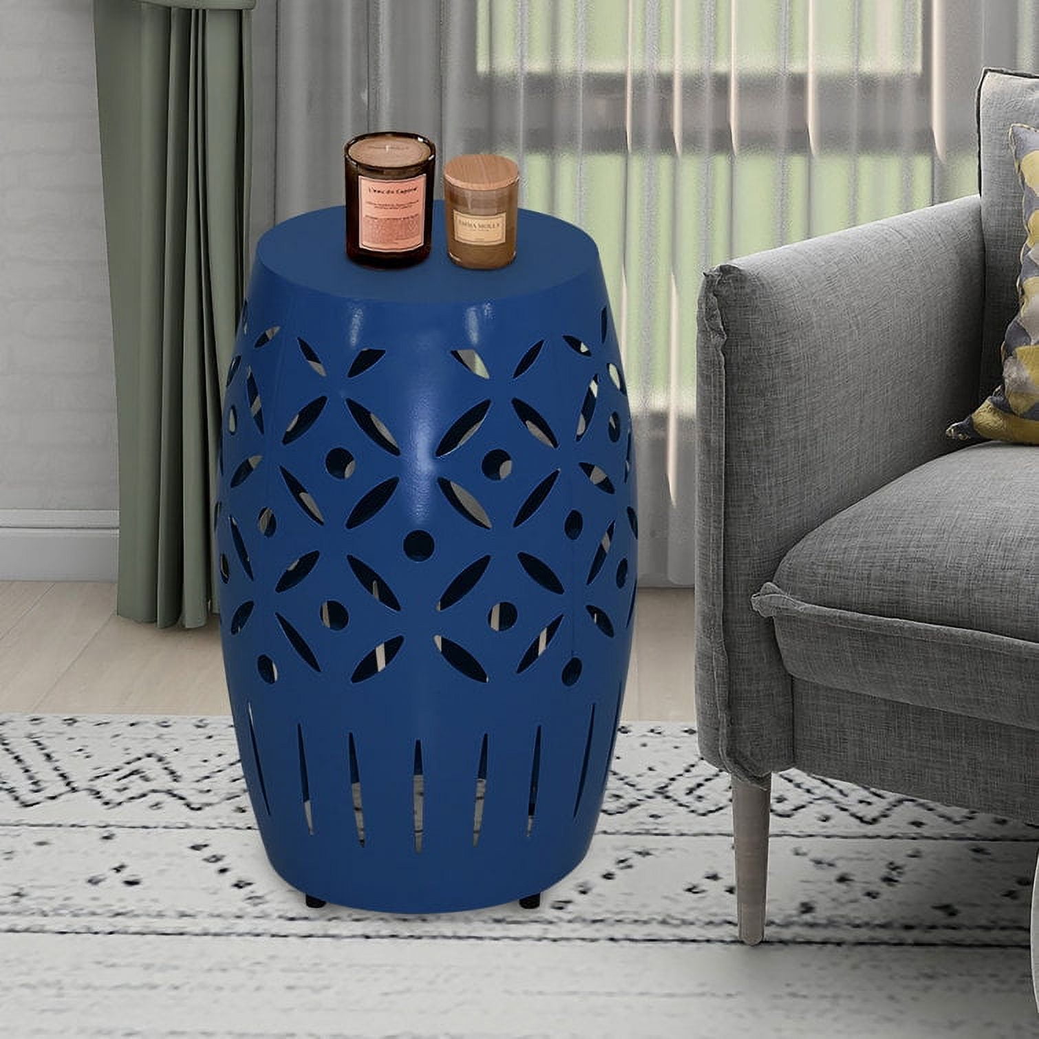 Abble 18’’Navy Geometric Cut Iron Side Table - Image 3