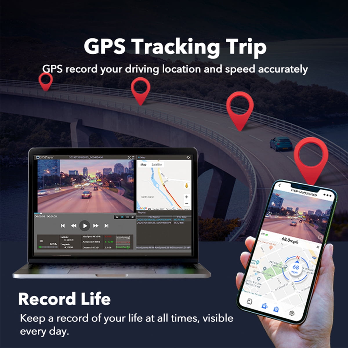 REDTIGER Dash Cam, 4K UHD Car Camera Front with Wi-Fi GPS, 3.18" LCD Screen, G-Sensor, Night Vision, 24H Parking Monitor - Image 6