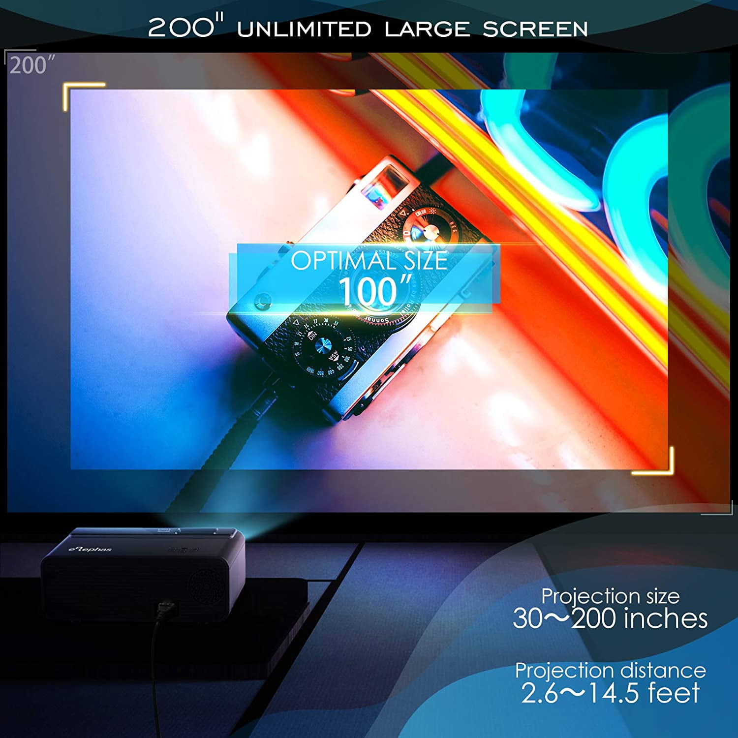 ELEPHAS Mini WiFi Projector for iPhone, 2022 Upgraded HD Movie Projector with Synchronize Smartphone Screen, Portable Projector Supports 1080P, Compatible with iOS/Android/TV Stick, and HDMI/USB/VGA - Image 5