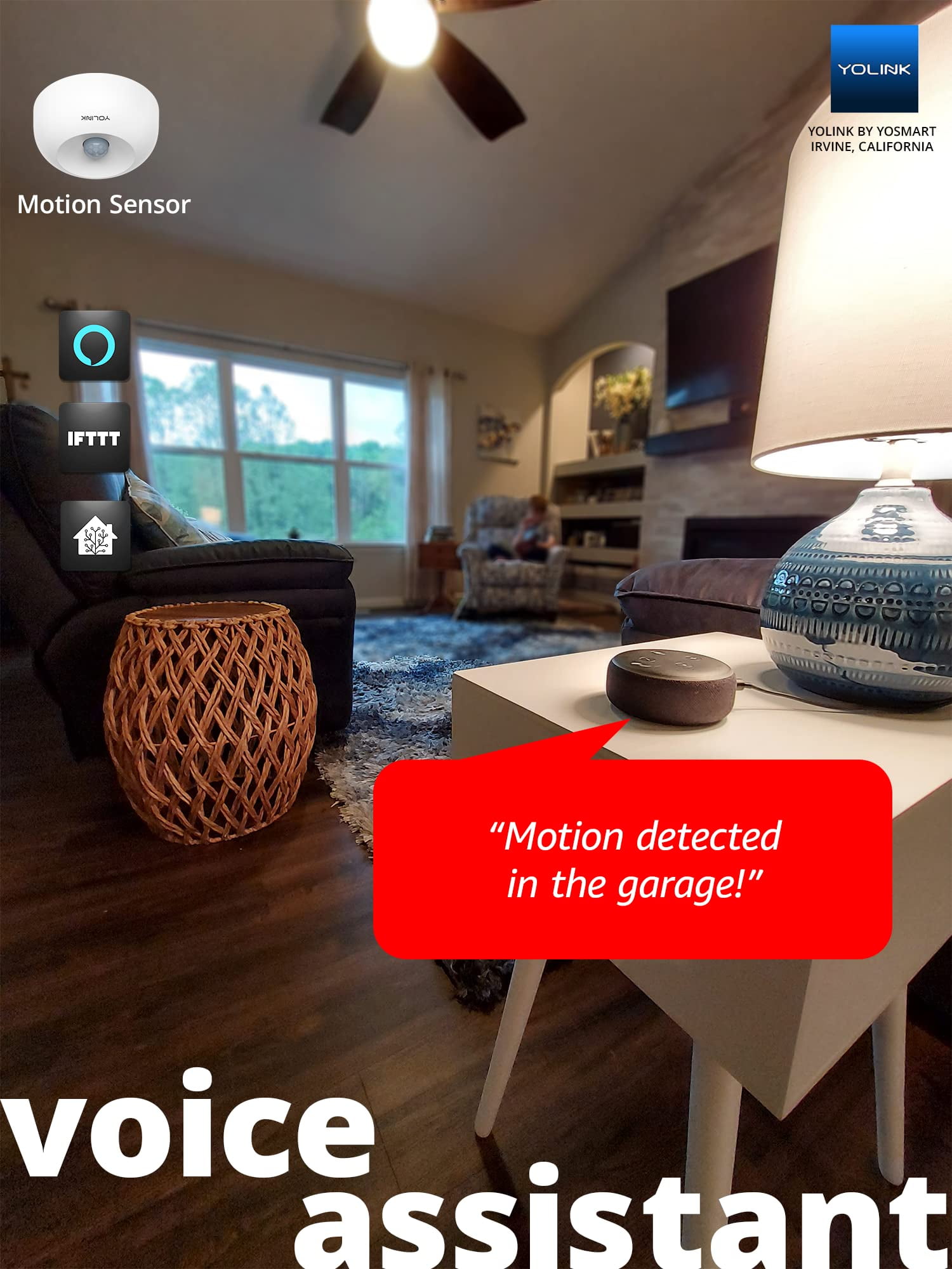 YoLink SpeakerHub & Two Motion Sensor Smart Home and Security Kit – Audio Hub Plays Tones/Sounds, Spoken Messages, LoRa-Powered ¼ Mile Range, WiFi Required - Image 4