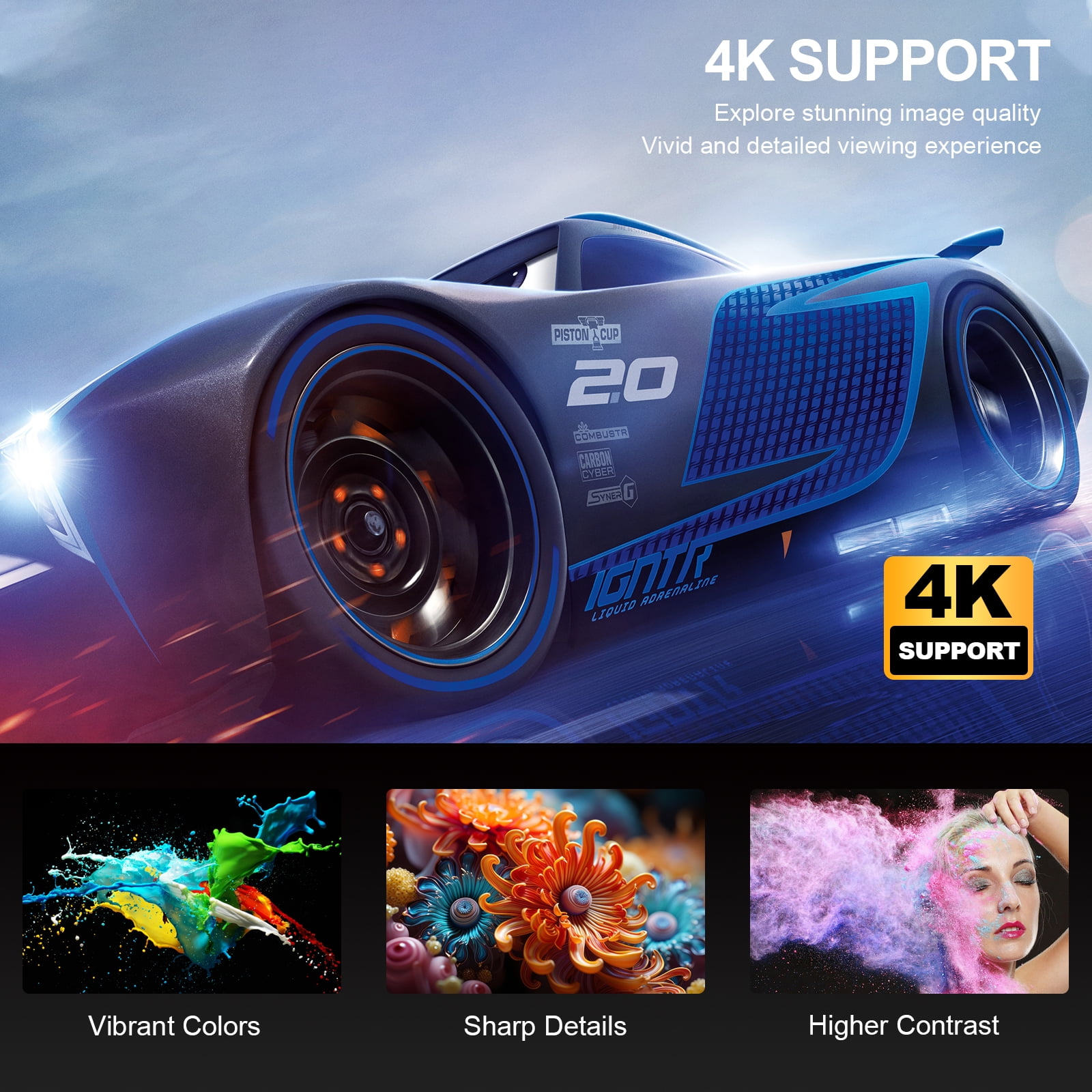 HONPOW Smart Projector with Wifi and Bluetooth/Android TV Native 1080P Movie Projector Built-in Apps Google TV Portable Projector for Home Theater Office 4K Support - Image 7