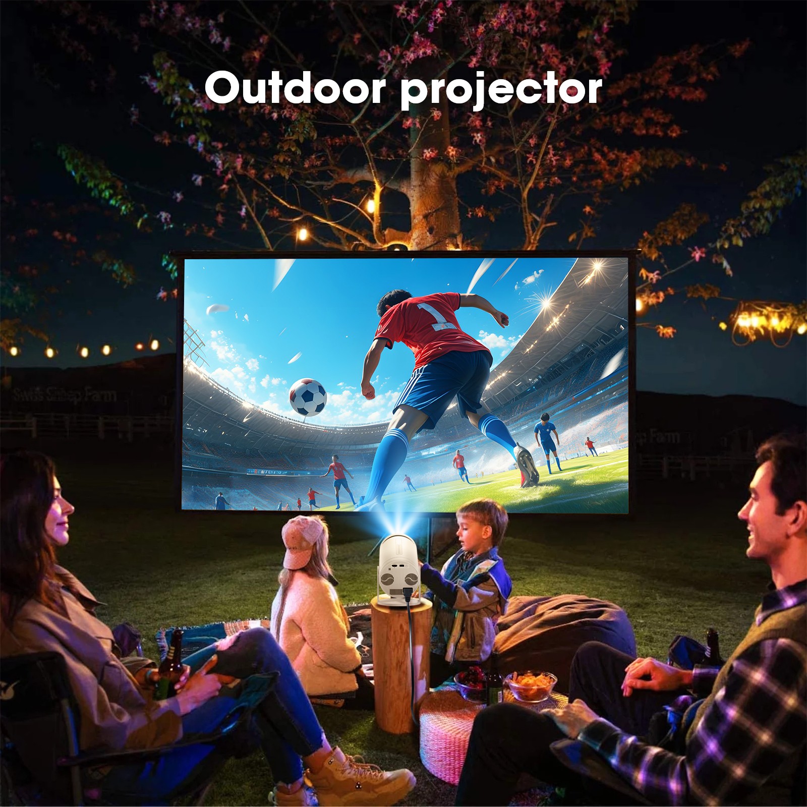 Android Smart Proyector with Wifi 6 and Bluetooth, Mini Portable 270° Rotatable Movie Projector, 1080P 4K Supported, 250 ANSI, 10000 LM, Auto Keystone Outdoor Projector, HDMI cable included - Image 7