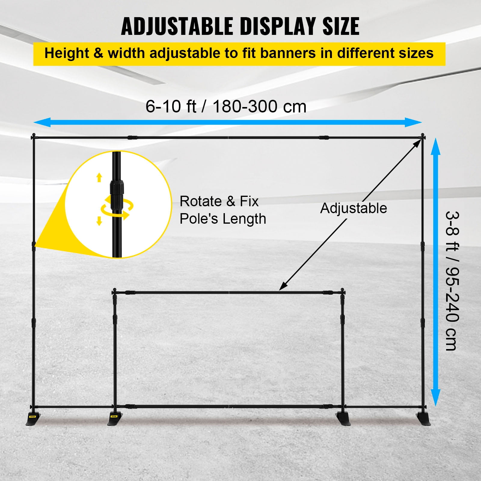 VEVORbrand Backdrop Banner Stand 8'X 8' - 10' x 8' Step And Repeat Banner Stand For Trade Show Wall Exhibitor Photo Step And Repeat Stand Free Carrying Case - Image 5