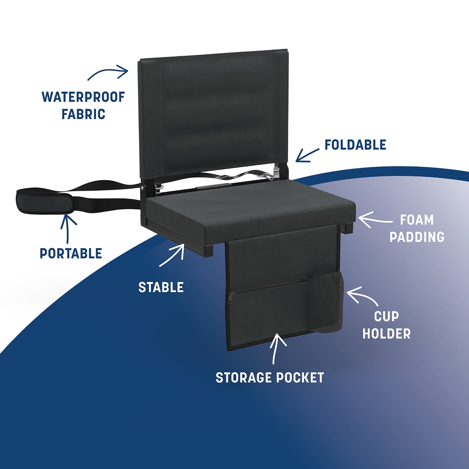 Skywalker Sports Foldable and Portable Stadium Seat, Cushion for Bleachers, Back Support - Image 3