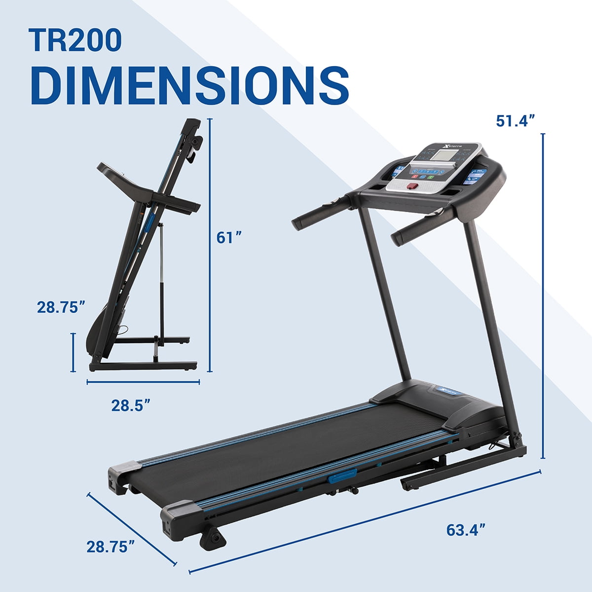 XTERRA Fitness TR200 Folding Treadmill: Xtrasoft Cushioned Deck, 5.5" LCD Display, 3 Manual Incline Levels - Image 6