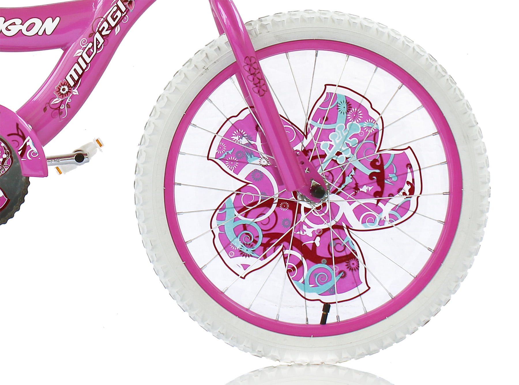 Wonder Wheels 20 In. Girl's BMX S-Type Frame Bicycle Coaster Brake One Piece Crank Pink Rims White Tire Kid's Bike – Pink - Image 7