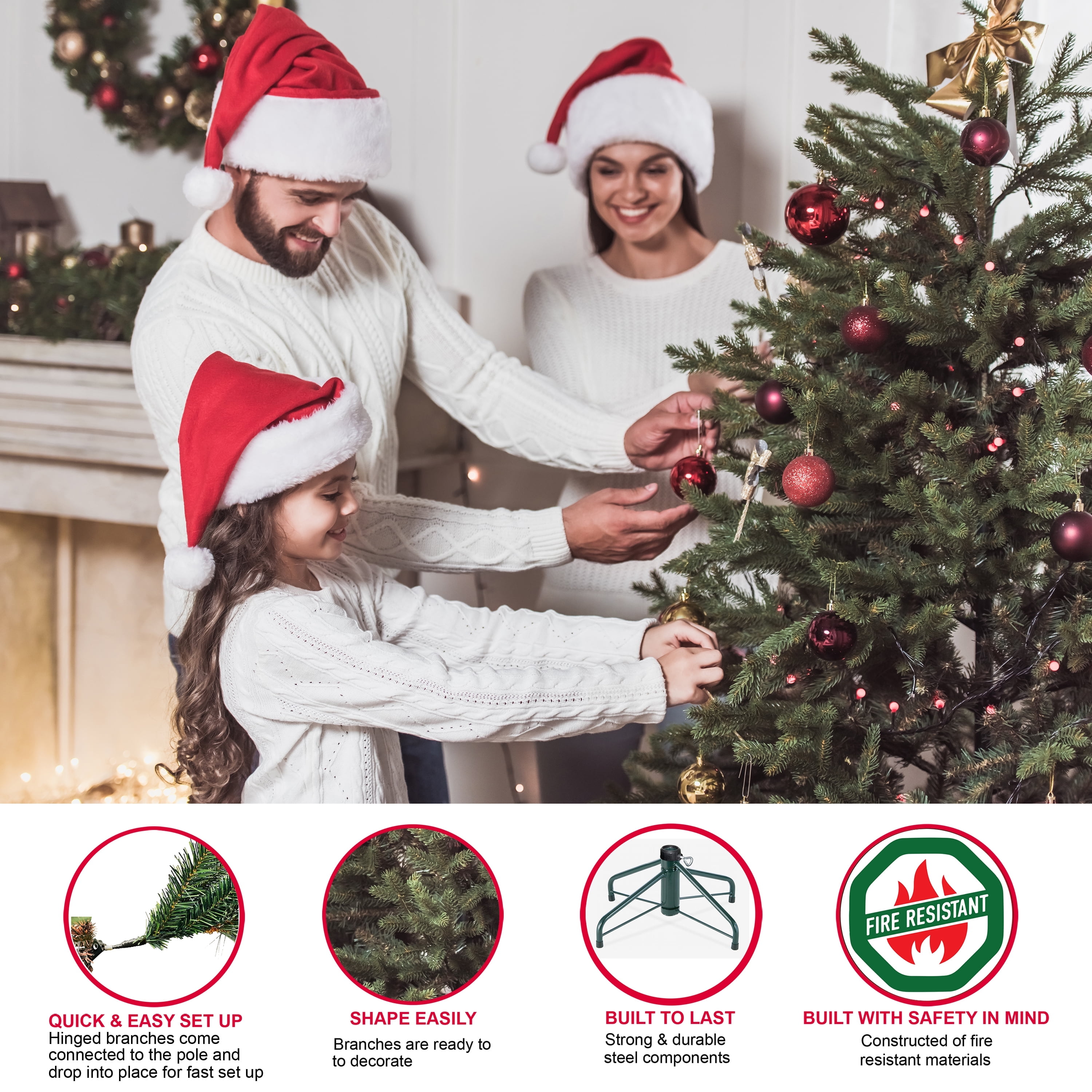 Puleo International 9' Pre-Lit Fraser Fir Artificial Christmas Tree with 1000 Clear UL Listed Lights - Image 6