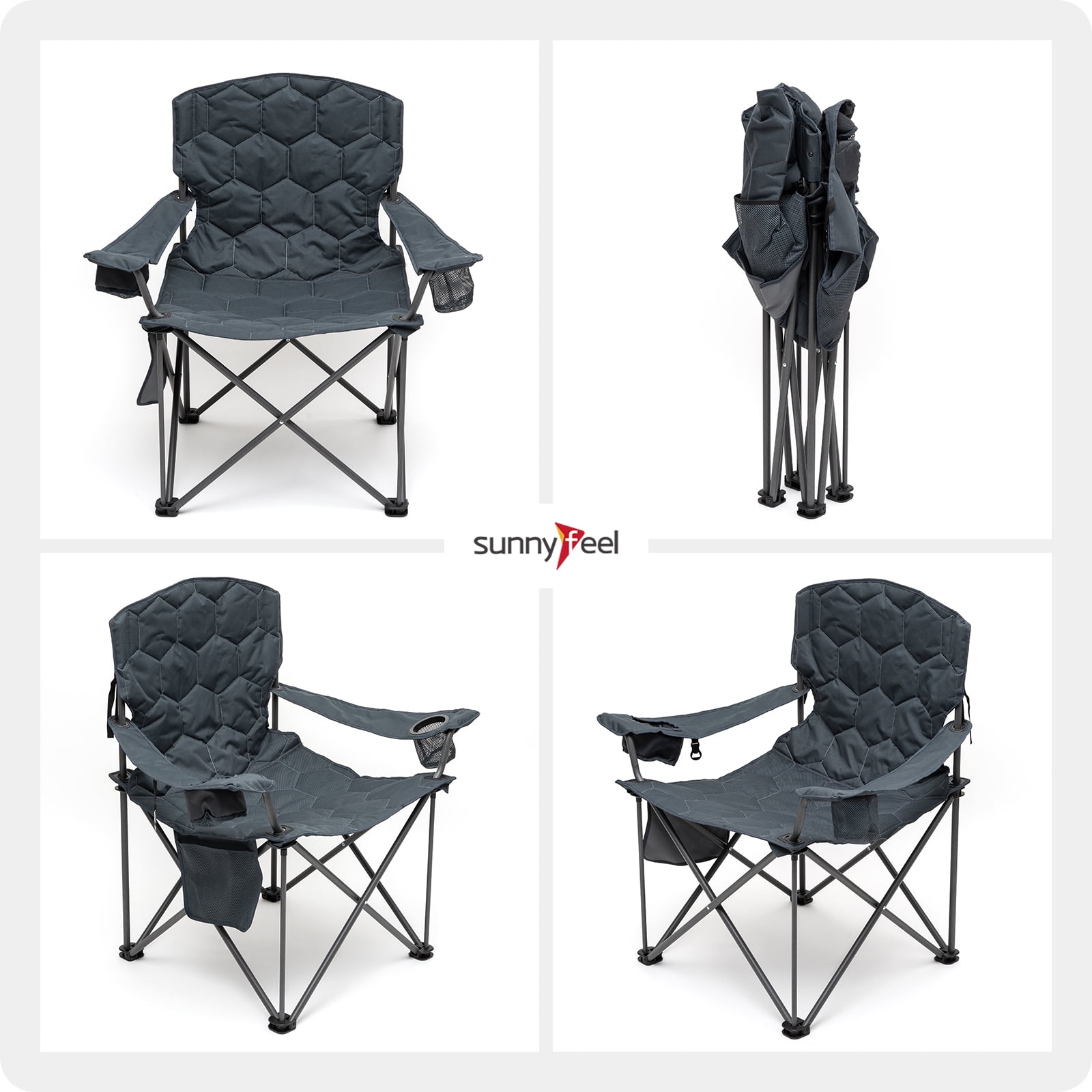 Sunnyfeel XXL Oversized Padded Camping Chair, Heavy Duty 500 LBS, Ideal for Tall People Above 6'4, Grey - Image 3