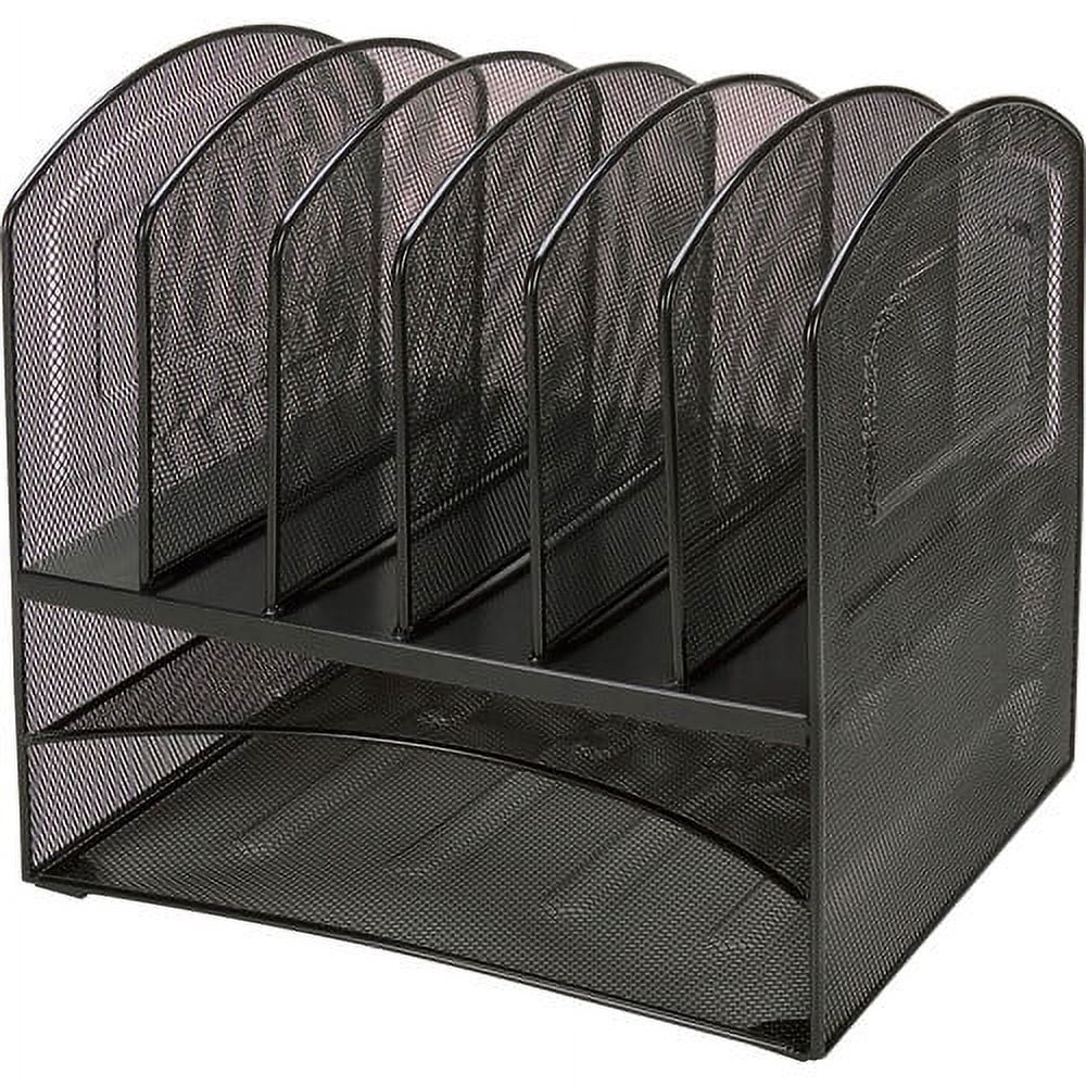 Lorell Steel Horiz/Vertical Mesh Desk Organizer 8 Compartment(s) - Black - Steel - 1Each - Image 3