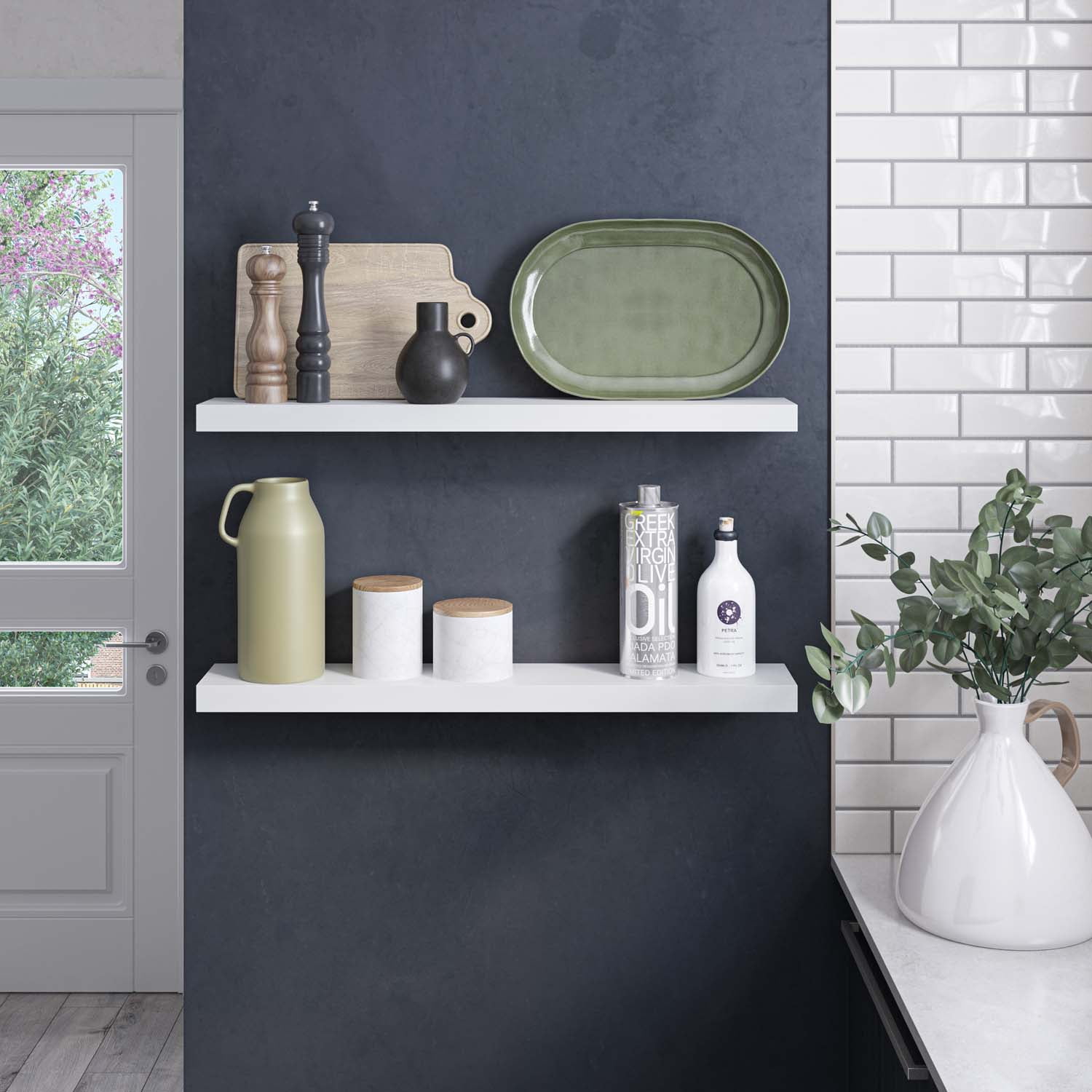 Ballucci 36" Floating Shelves, 2-Pack Wood Wall Shelf Set with Invisible Brackets, 6" Deep, White - Image 3