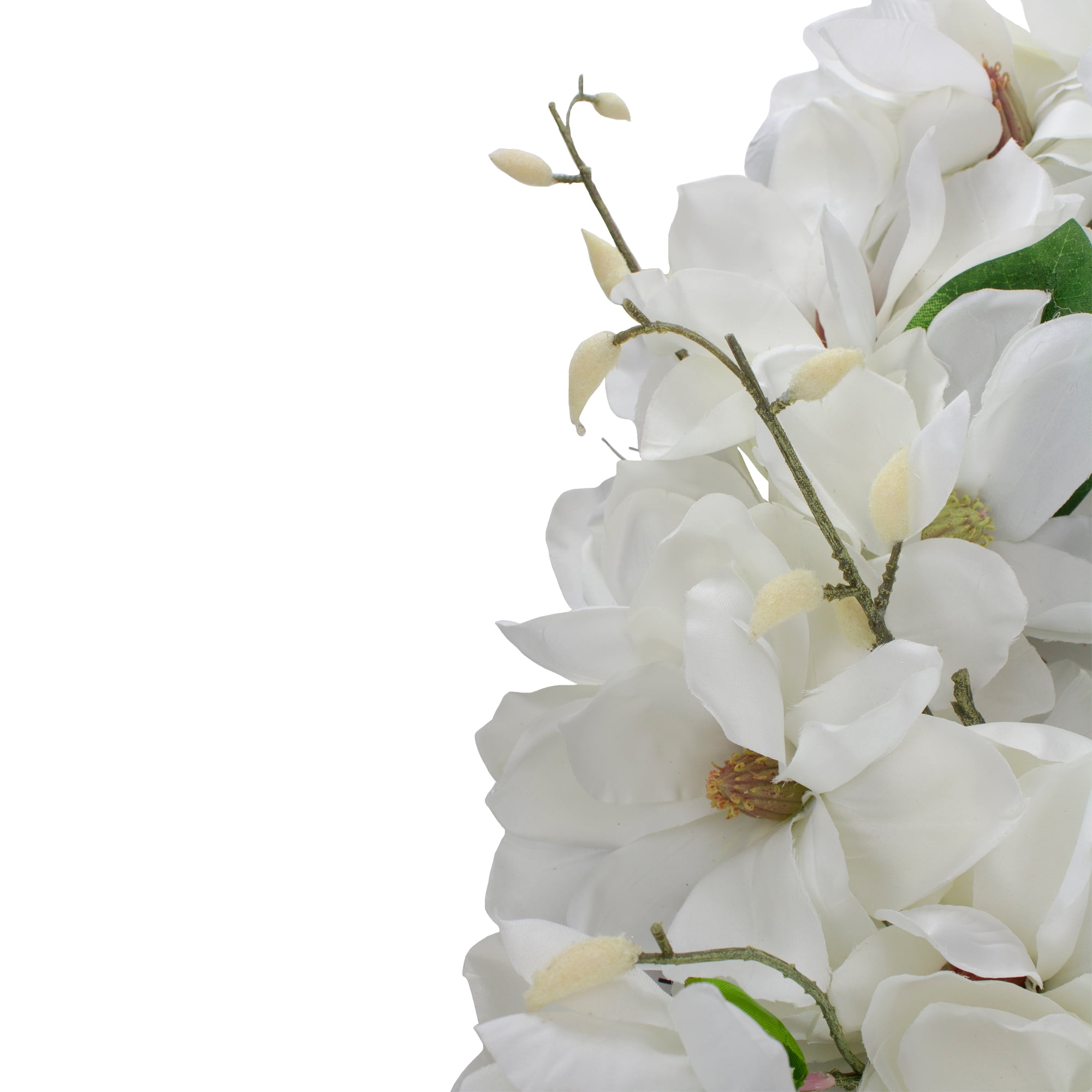 Northlight White Magnolias Spring Artificial Plant & Flower Wreath 24" - Image 4