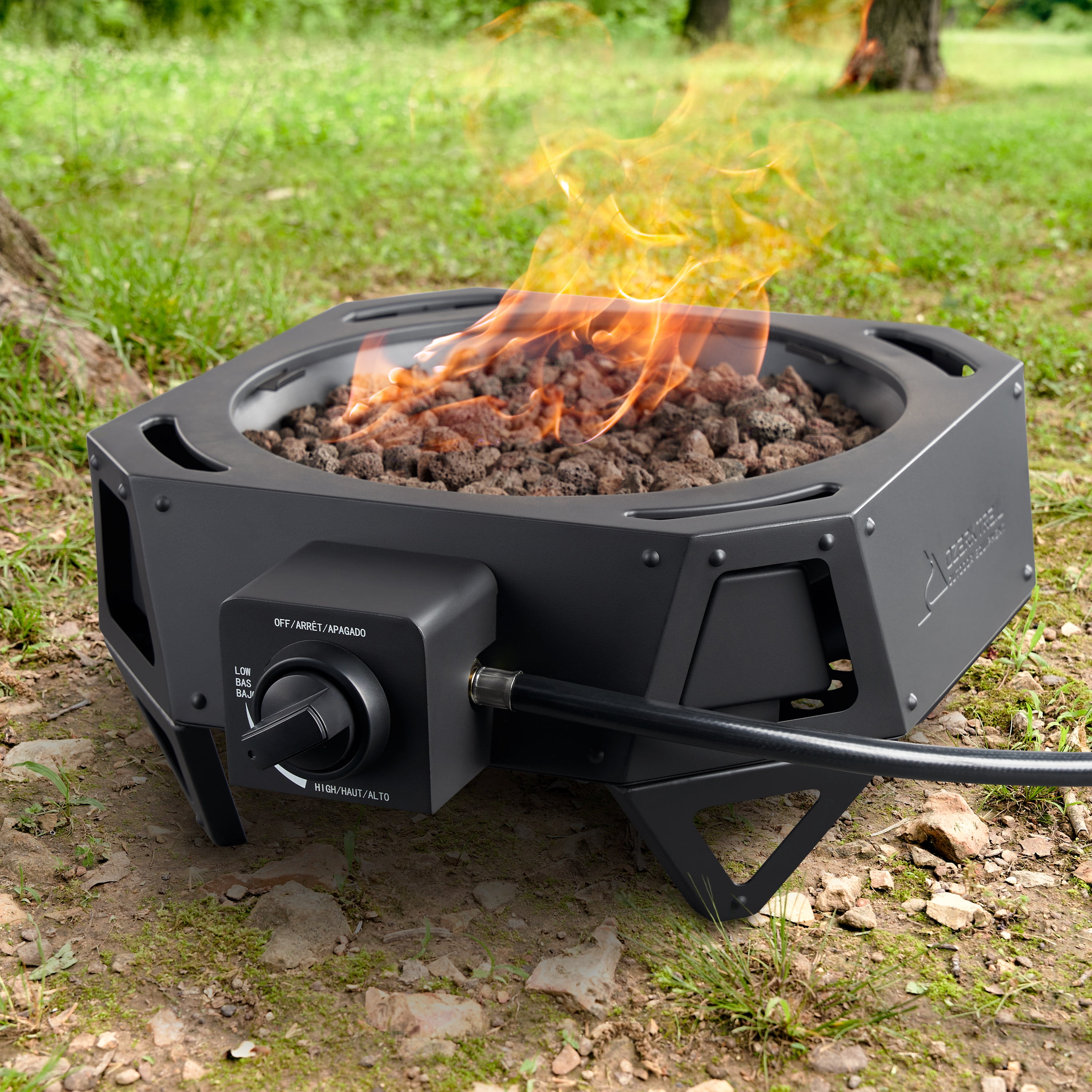Ozark Trail 15" 54,000 BTU Propane Black Steel Portable Fire Pit with Locking Lid - Image 12