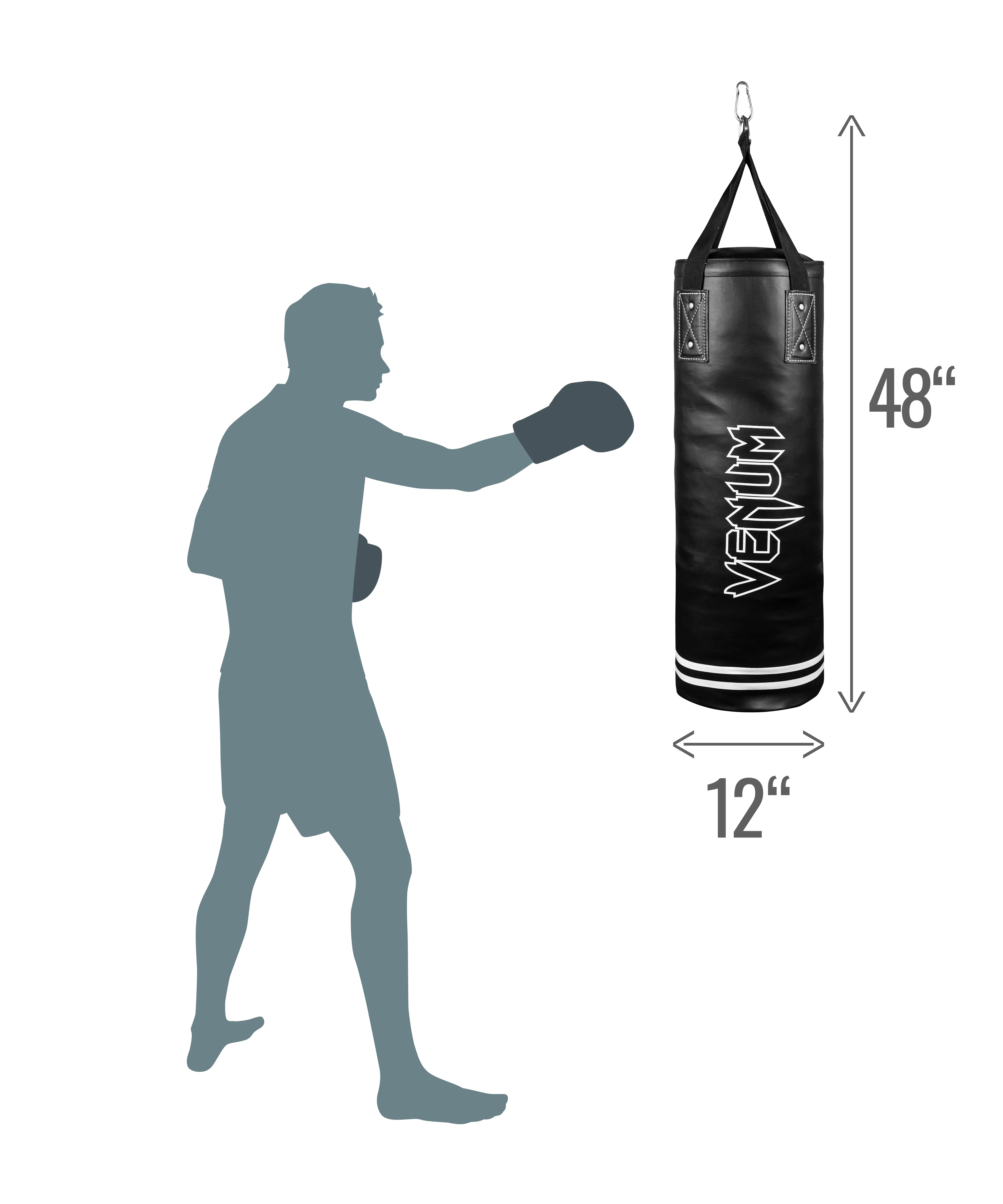 Venum Classic 70 lb Heavy Punching Bag Kit – Boxing & MMA Training – Black/White – 48” Assembled - Image 3