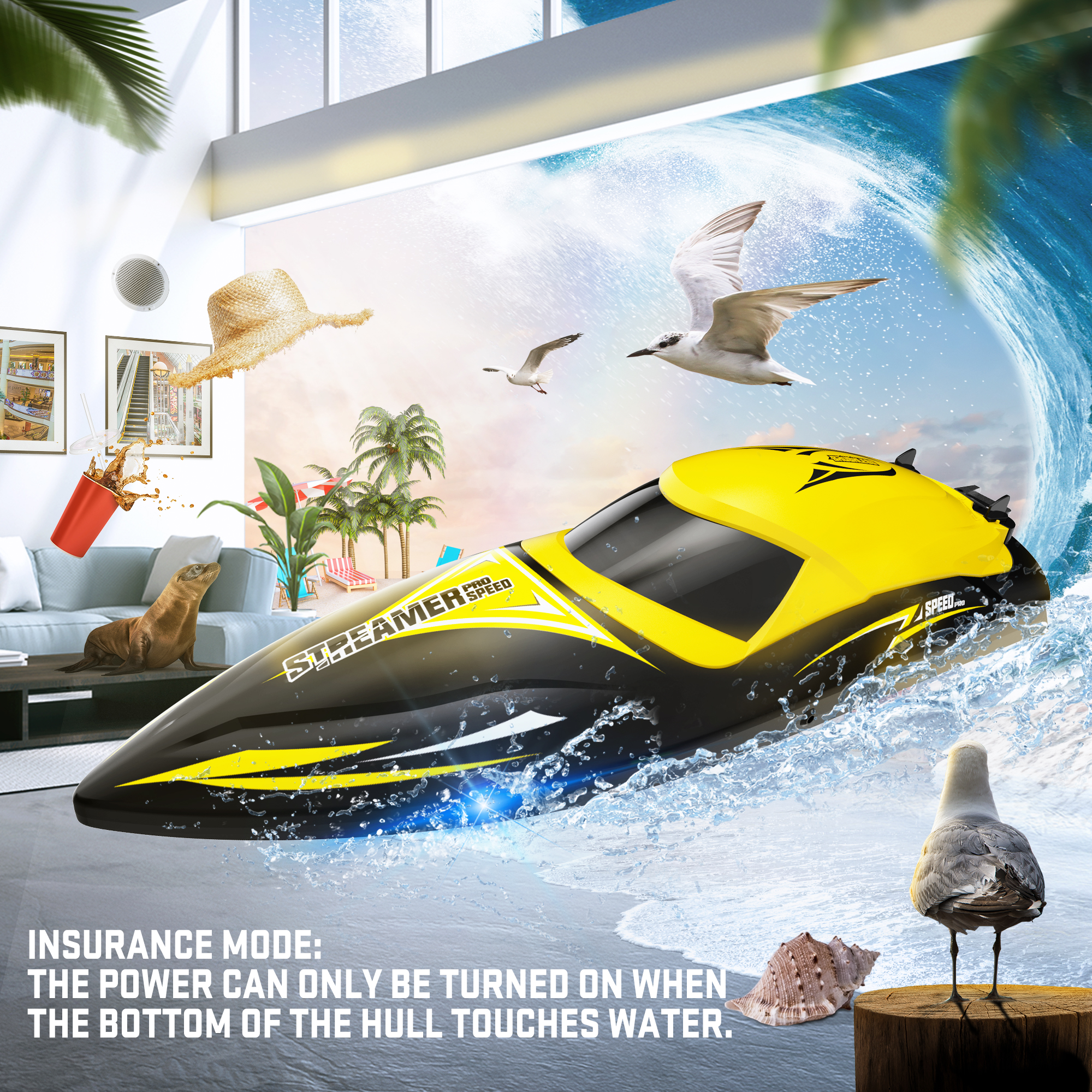 YCFUN RC Boats, 50Km/H Brushless Fast Remote Control Boat for Adults Kids 8-12, Summer Outdoor Pool Water Toys - Image 3