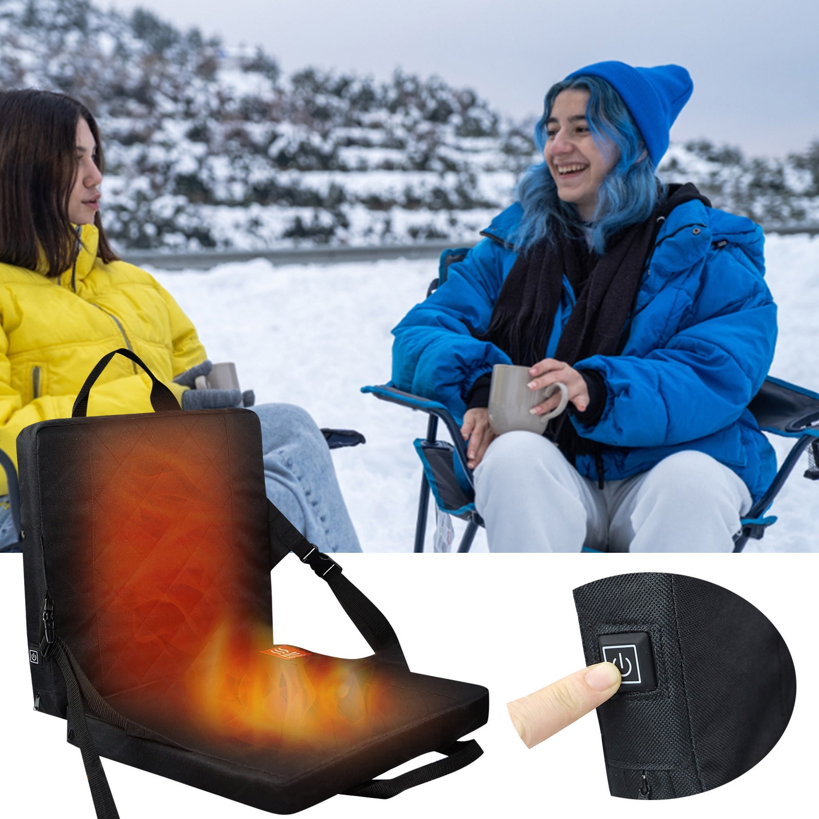 New Portable Stadium Seat Heated Seat Cushion Extra Wide Heated Stadium Seat Upgrade 3 Level Heated Foldable Chairs for Bench Bleachers (Mobile Power Not Included) - Image 5