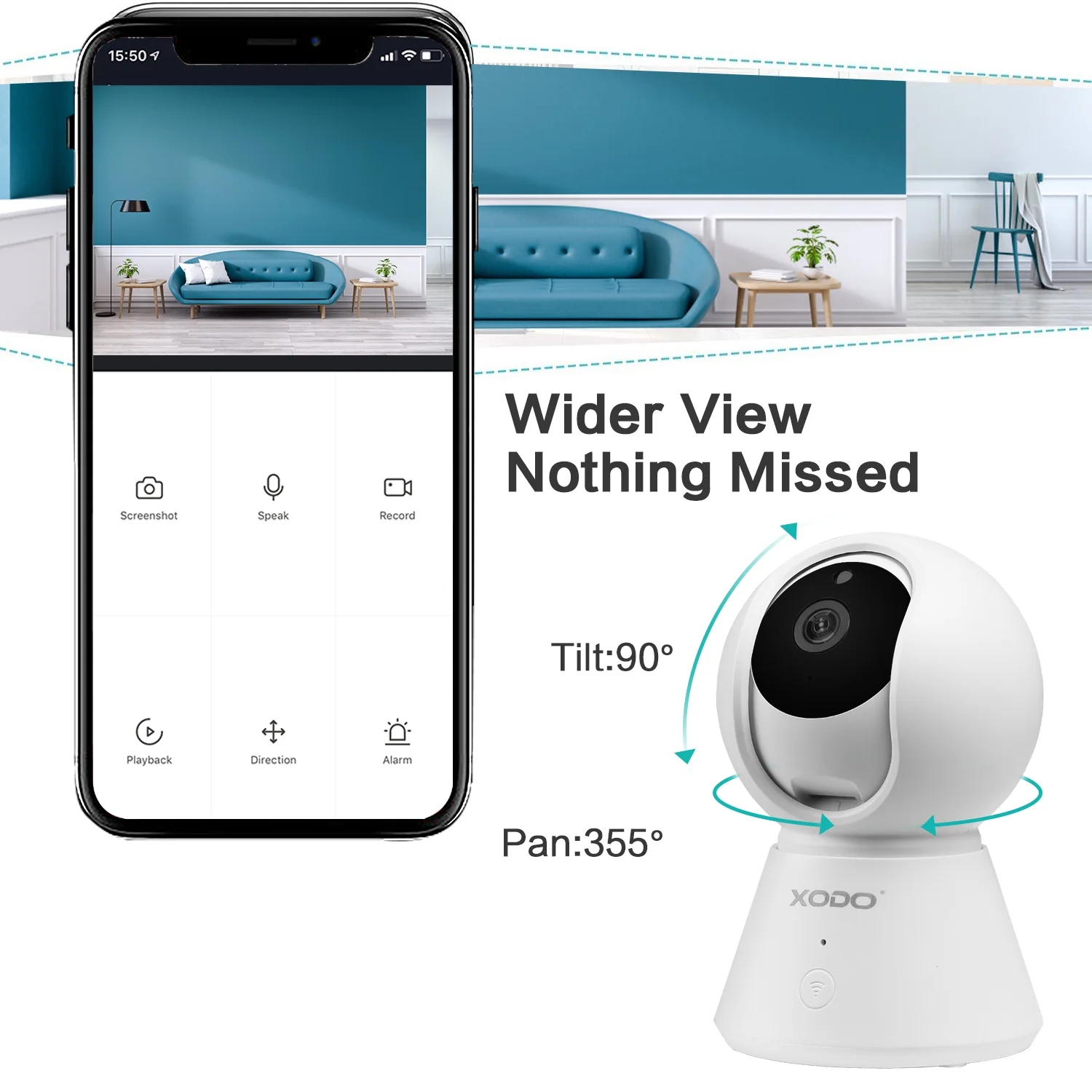 XODO, 3-Pack, Indoor Wireless Security Camera System, WiFi, 1080P HD, 355° Pan & 90° Tilt, Night Vision, 2-Way Audio, Motion Detection, App Control, for Home, Baby & Pet Monitoring - White - Image 4
