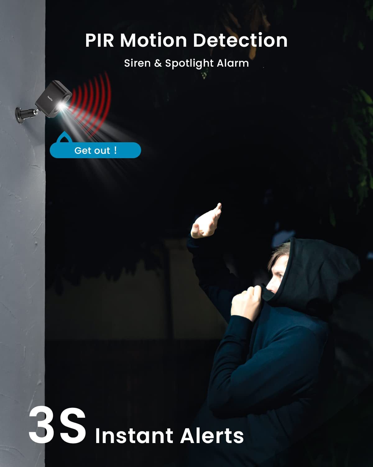 ieGeek Wireless Security Camera, for Home Security System, Outdoor, Spotlight, 2k, Rechargeable Battery Powered, Color Night Vision, PIR Motion Sensor, Outdoor Camera Wireless WiFi, 2 Pack - Image 9