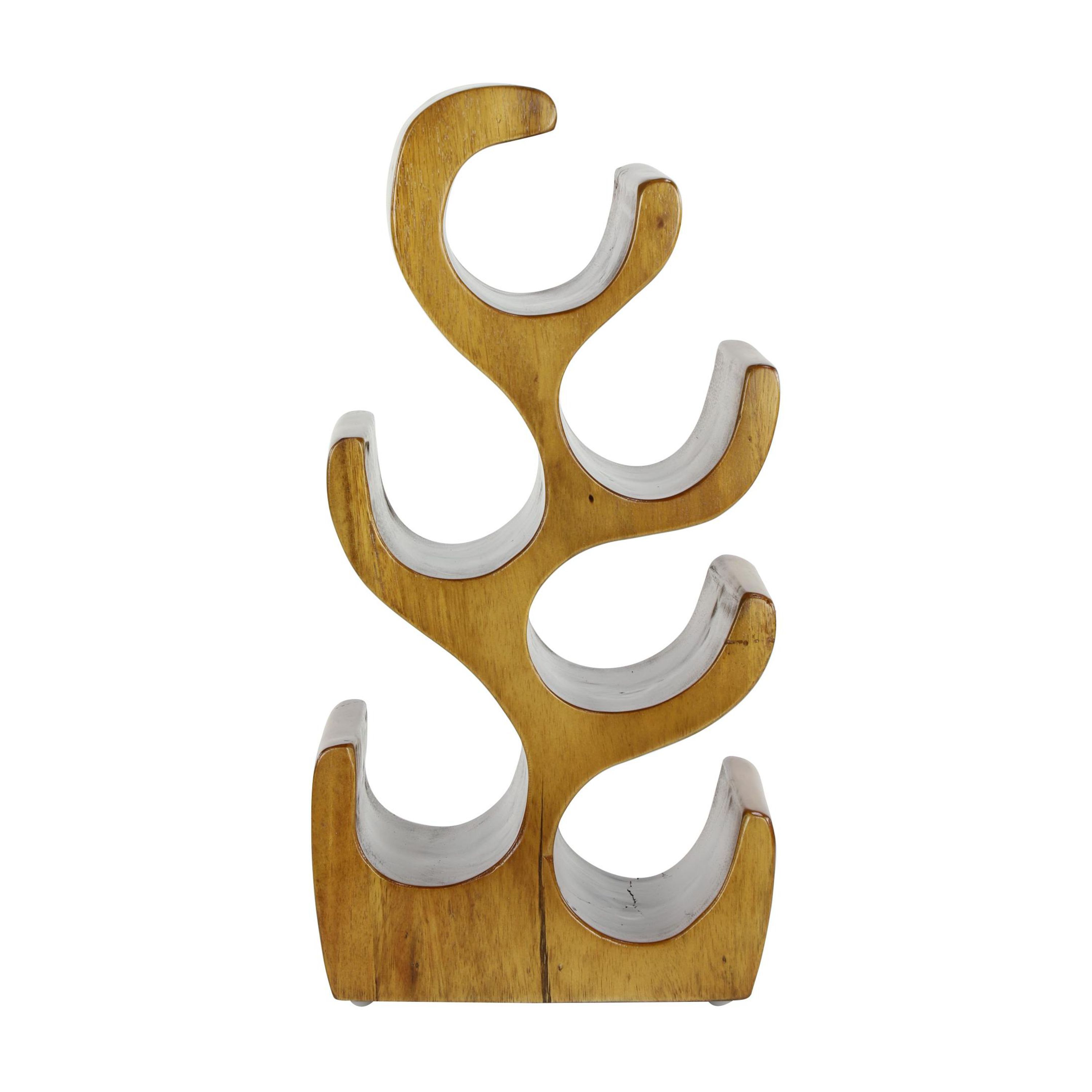 6- Bottle Brown Curved Tree Shaped Wine RackDecMode 10" x 20" Brown Teak Wood Curved Tree Shaped 6 Bottle Wine Rack, 1-Piece - Image 12