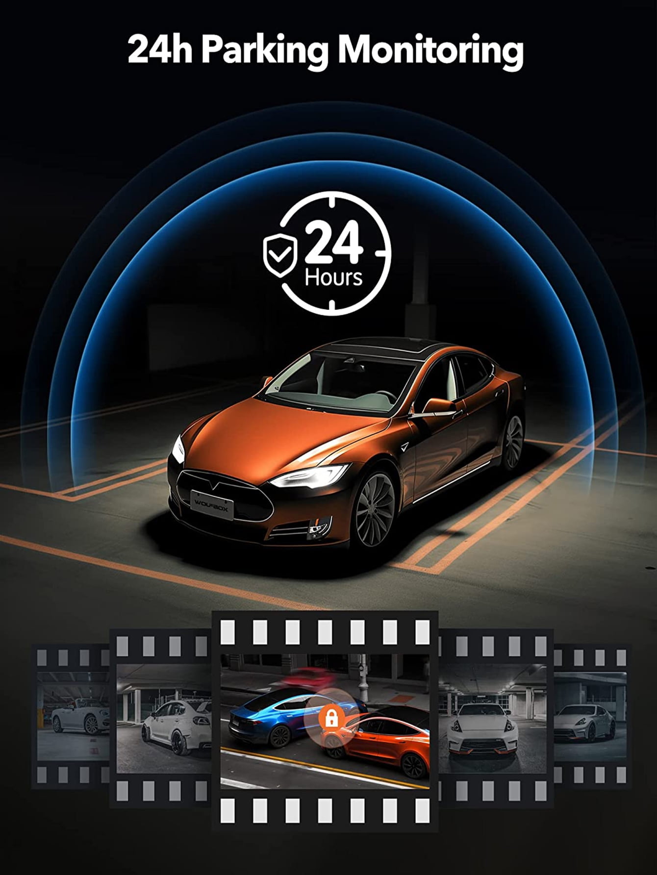 WolfBox Rear View Mirror Dash Cam, 2.5K Front + 1080P Rear Camera, 12'' Screen Mirror Car Dash Cam with Night Vision, Built-in Wi-Fi & GPS, 24H Parking Monitor, Free 32GB Card - Image 3