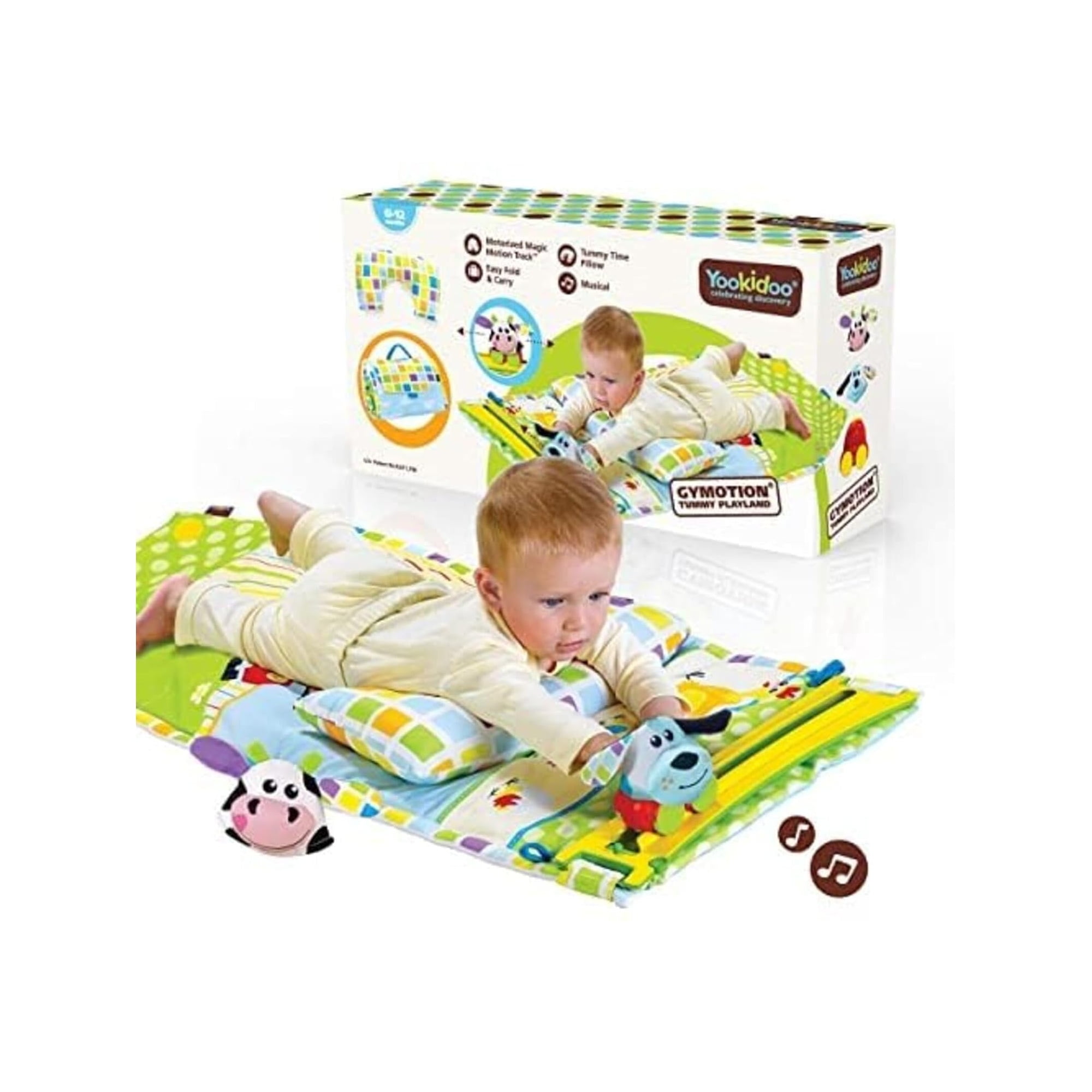 Yookidoo Baby Tummy Time Mat & Play Gym for Newborns, Spacious & Interactive, 0-12 Months - Image 4