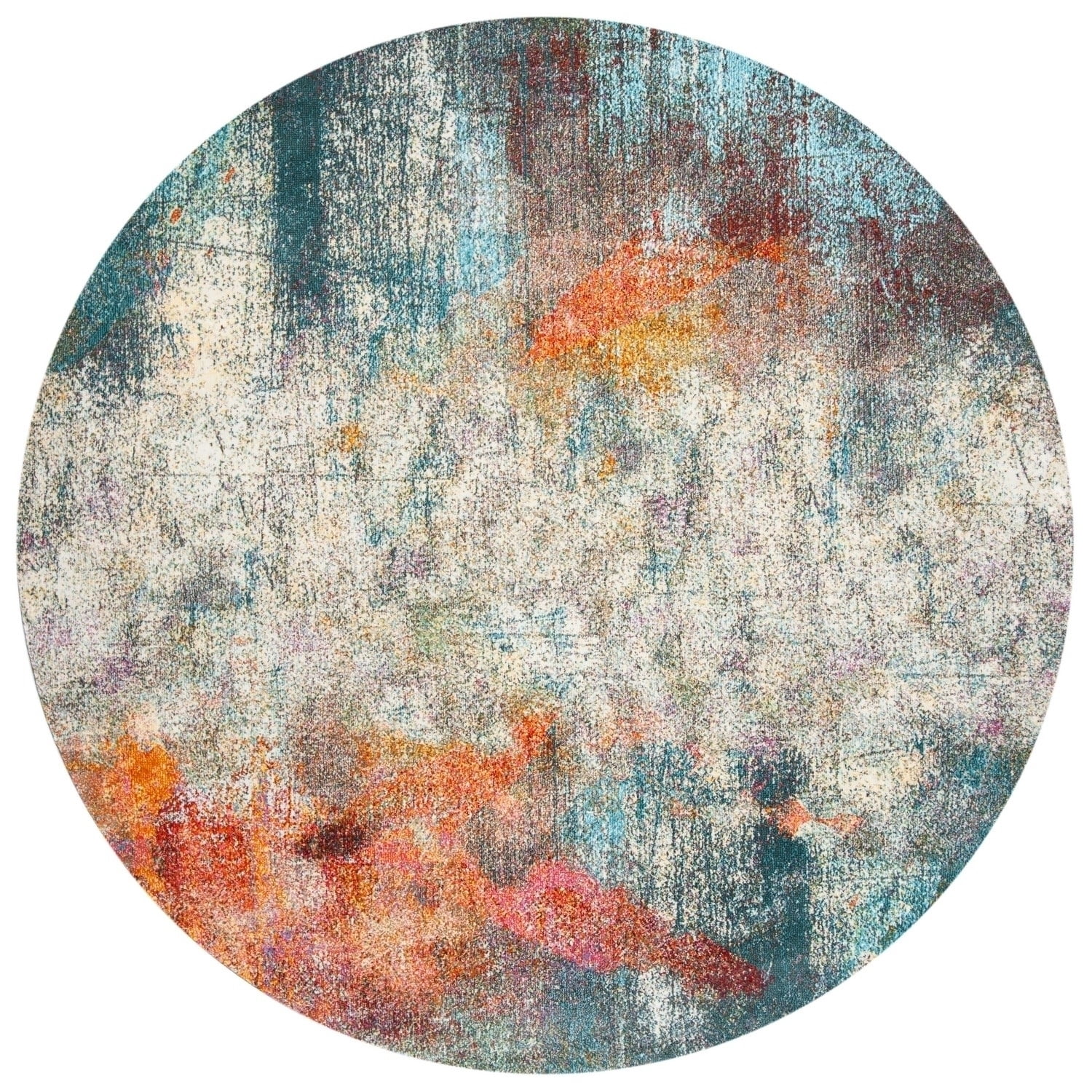 SAFAVIEH Luxor Jerri Abstract Distressed Area Rug, Ivory/Blue, 5'3" x 7'7" - Image 2