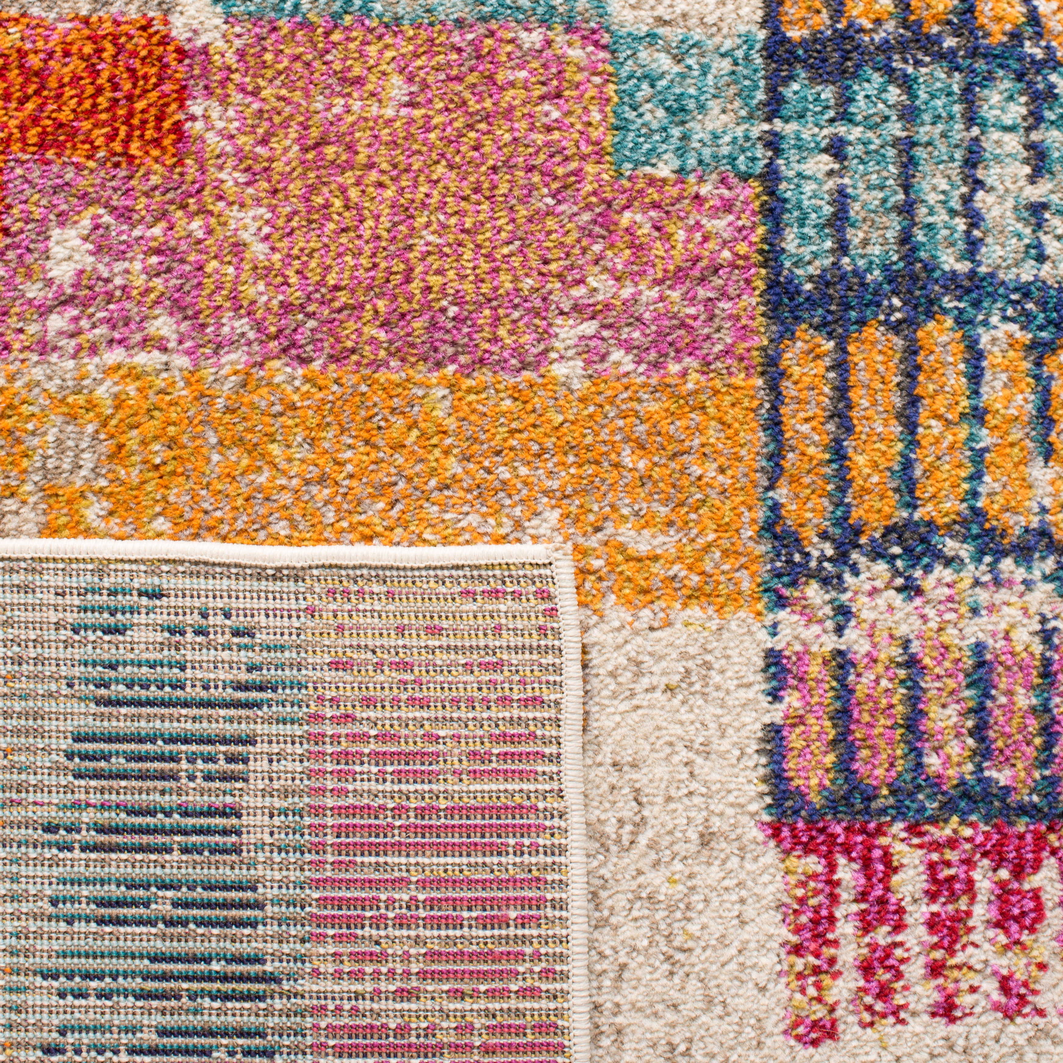 SAFAVIEH Madison Jytte Abstract Area Rug, Ivory/Multi, 5'3" x 7'6" - Image 10