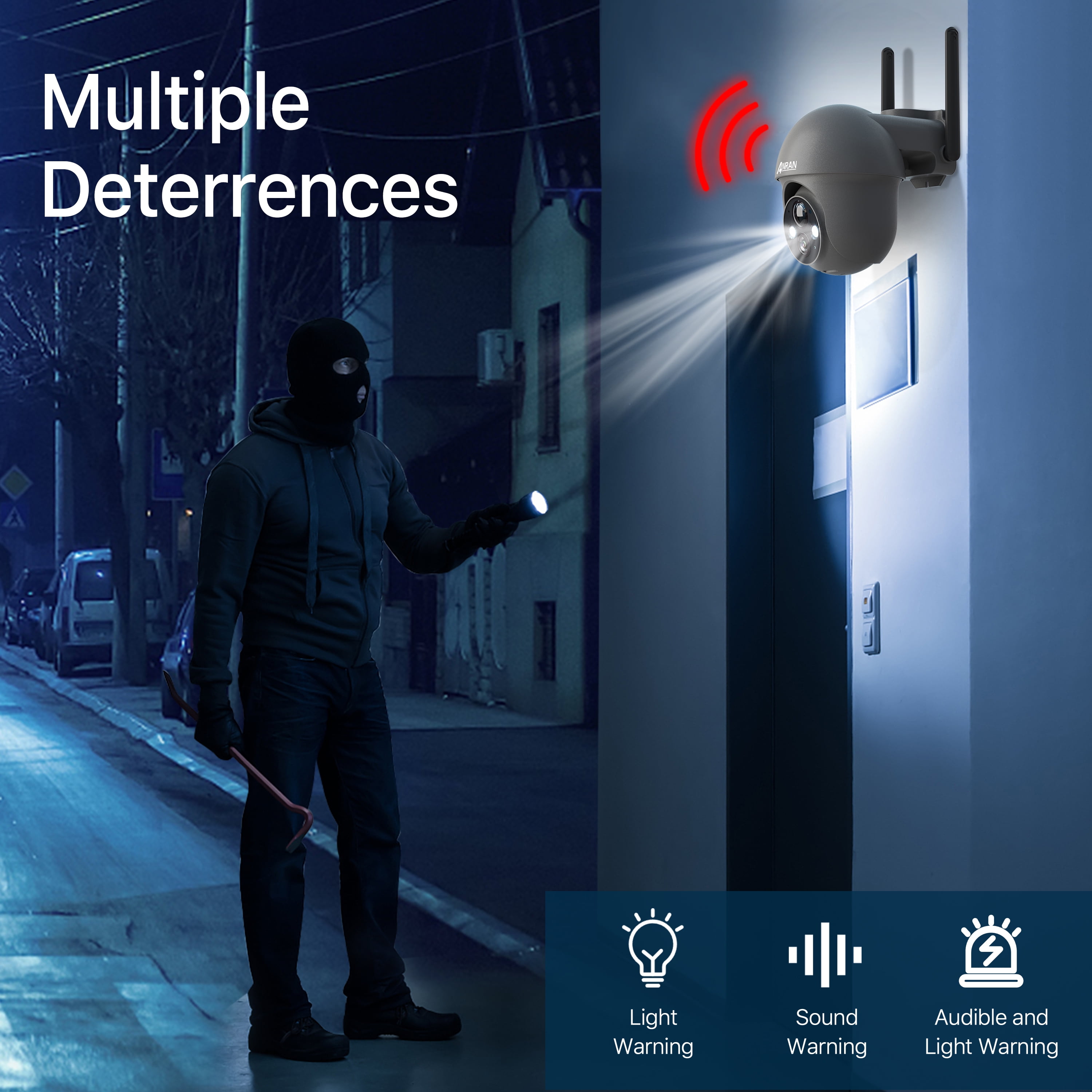 ANRAN Wireless Solar Security Camera Outdoor with 360° View, 2K Outdoor Security Camera with Smart Siren, Spotlights, Color Night Vision, PIR Human Detection, Pan Tilt Control, 2-Way Talk - Image 8